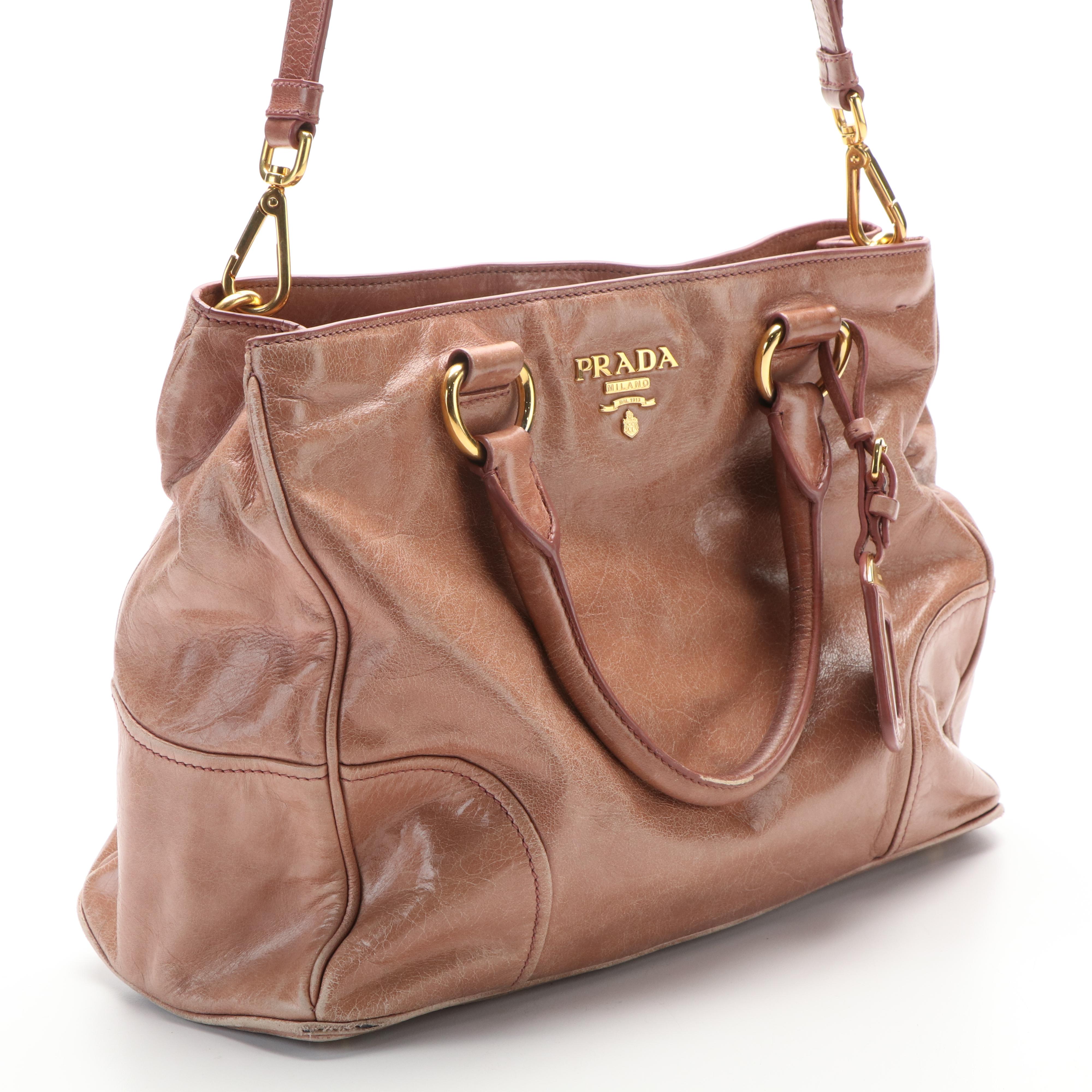 Prada 2Way Top Handle Bag in Vitello Shine Leather