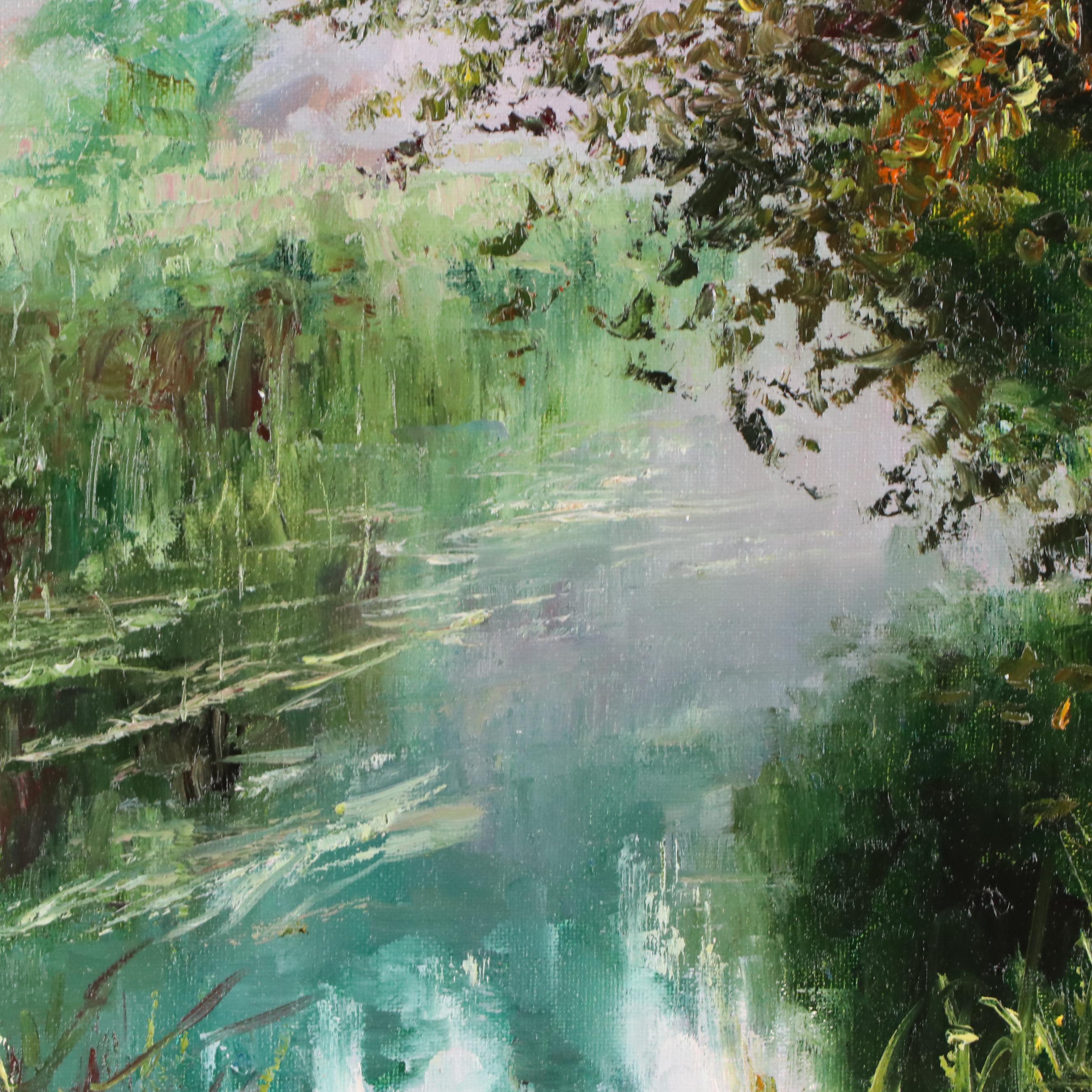Garncarek Aleksander Pond Landscape Oil Painting, 21st Century