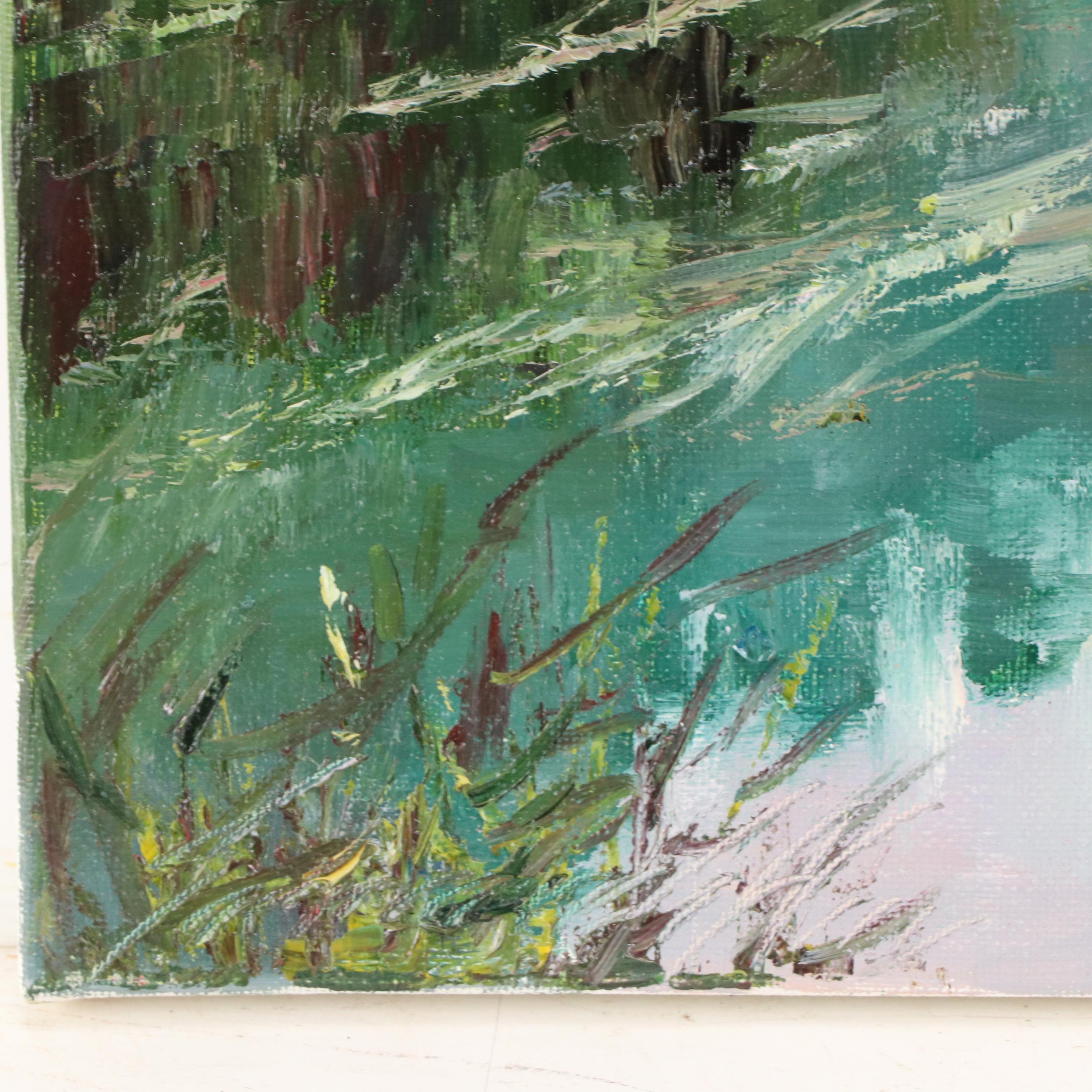 Garncarek Aleksander Pond Landscape Oil Painting, 21st Century