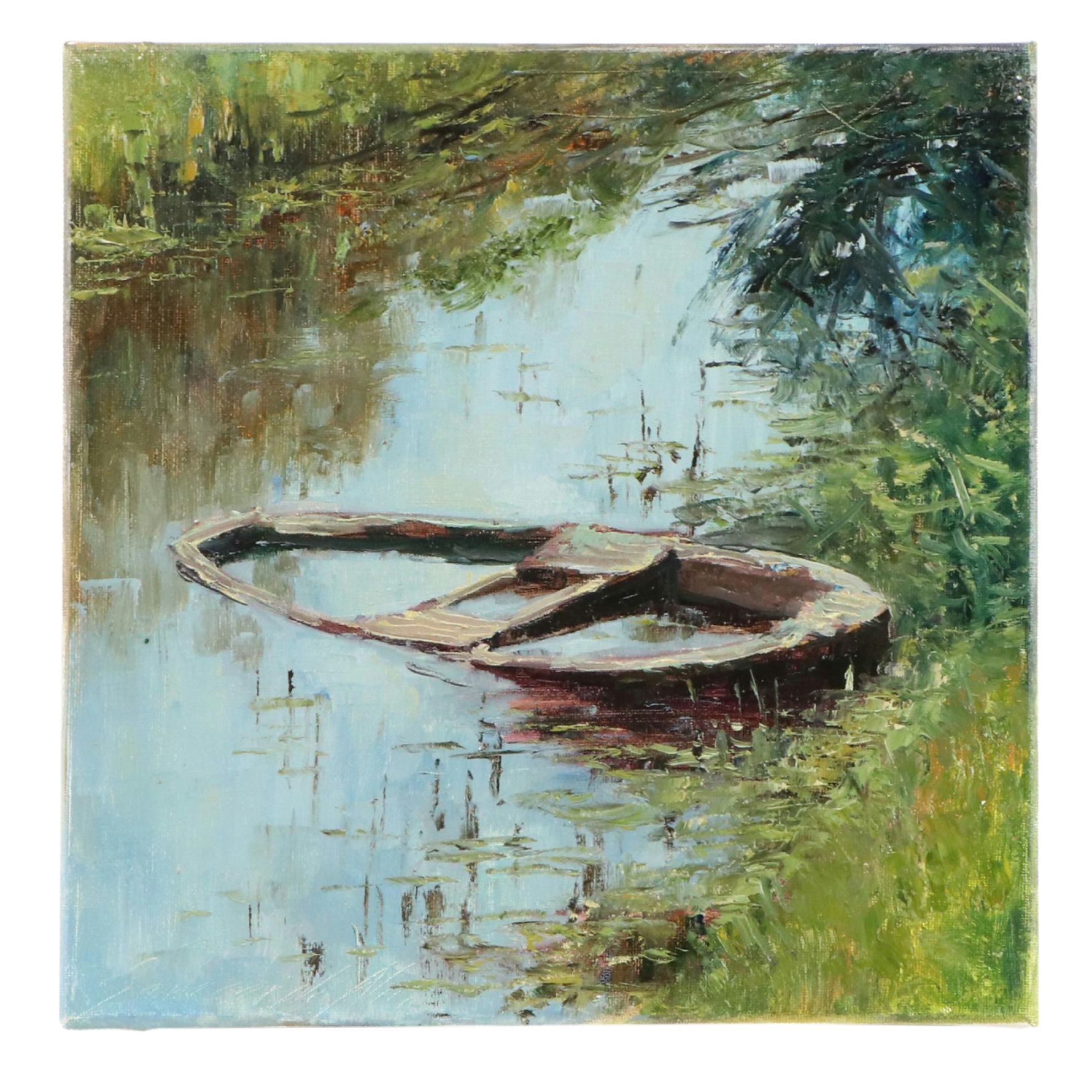 Garncarek Aleksander Pond Landscape Oil Painting, 2023