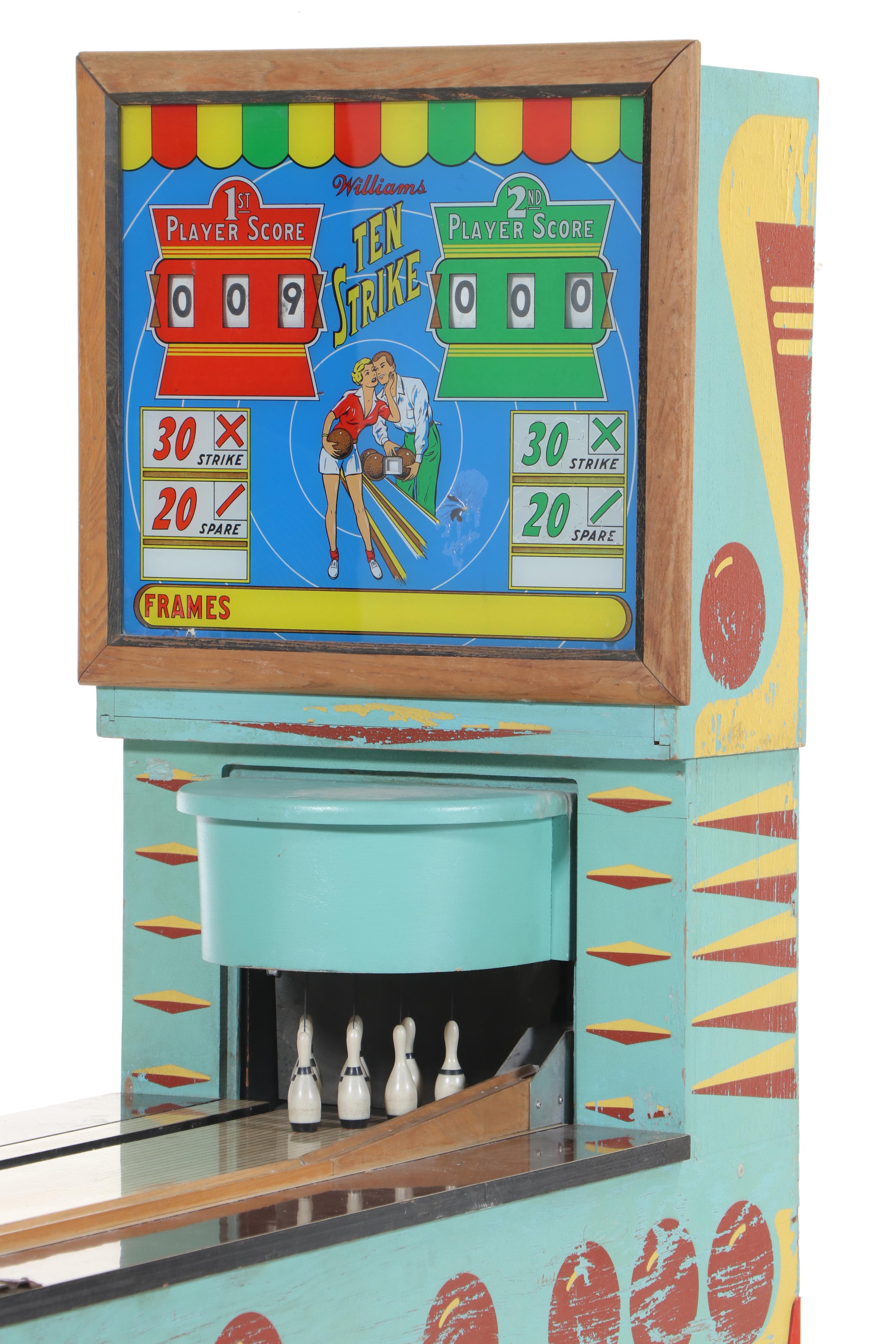 Rare, Williams "Ten Strike" 10¢/25¢ Two-Player Bowling Arcade Game, Circa 1958