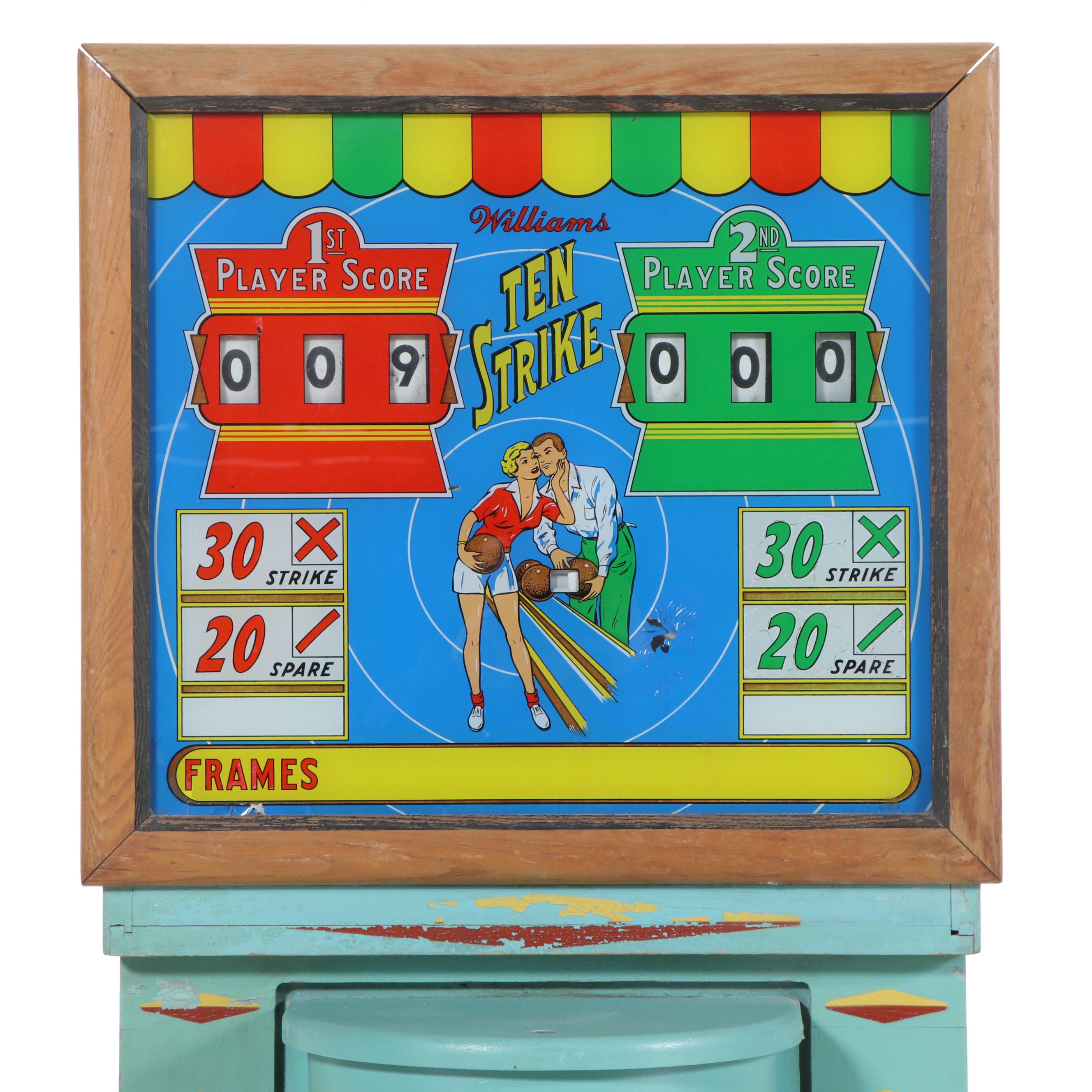 Rare, Williams "Ten Strike" 10¢/25¢ Two-Player Bowling Arcade Game, Circa 1958