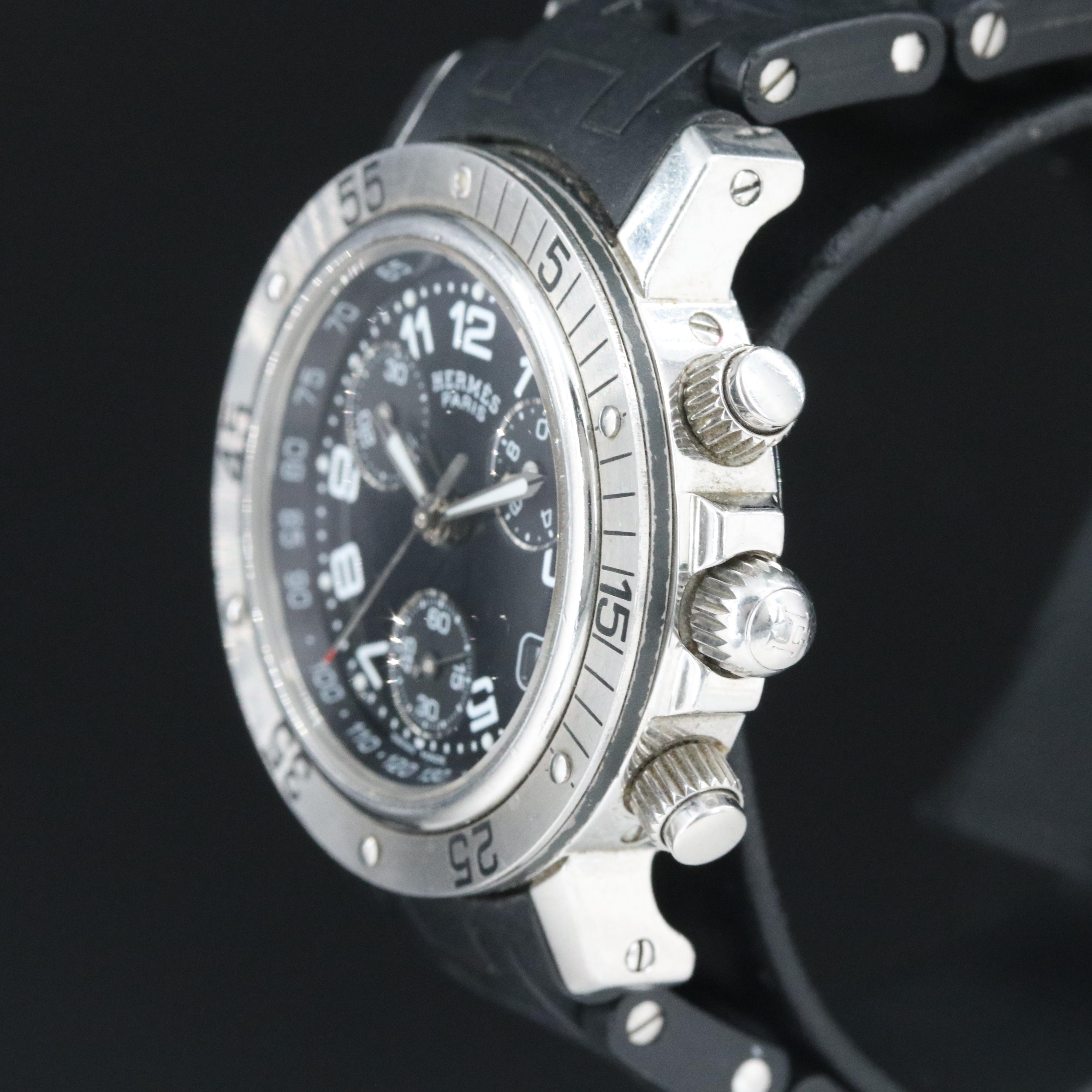 Hermès Clipper Diver CL2.315 Chronograph Black 32mm Steel Quartz Watch