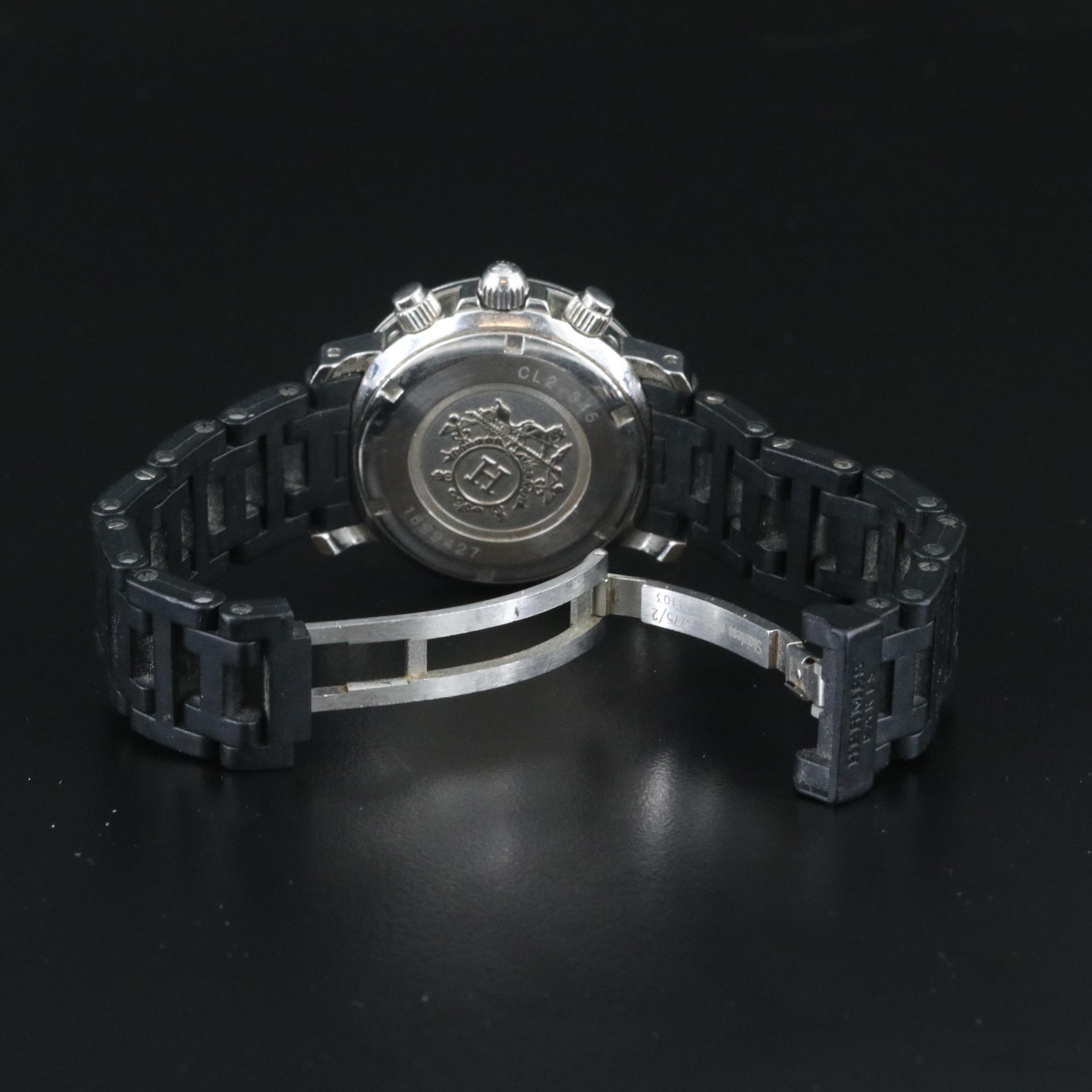 Hermès Clipper Diver CL2.315 Chronograph Black 32mm Steel Quartz Watch