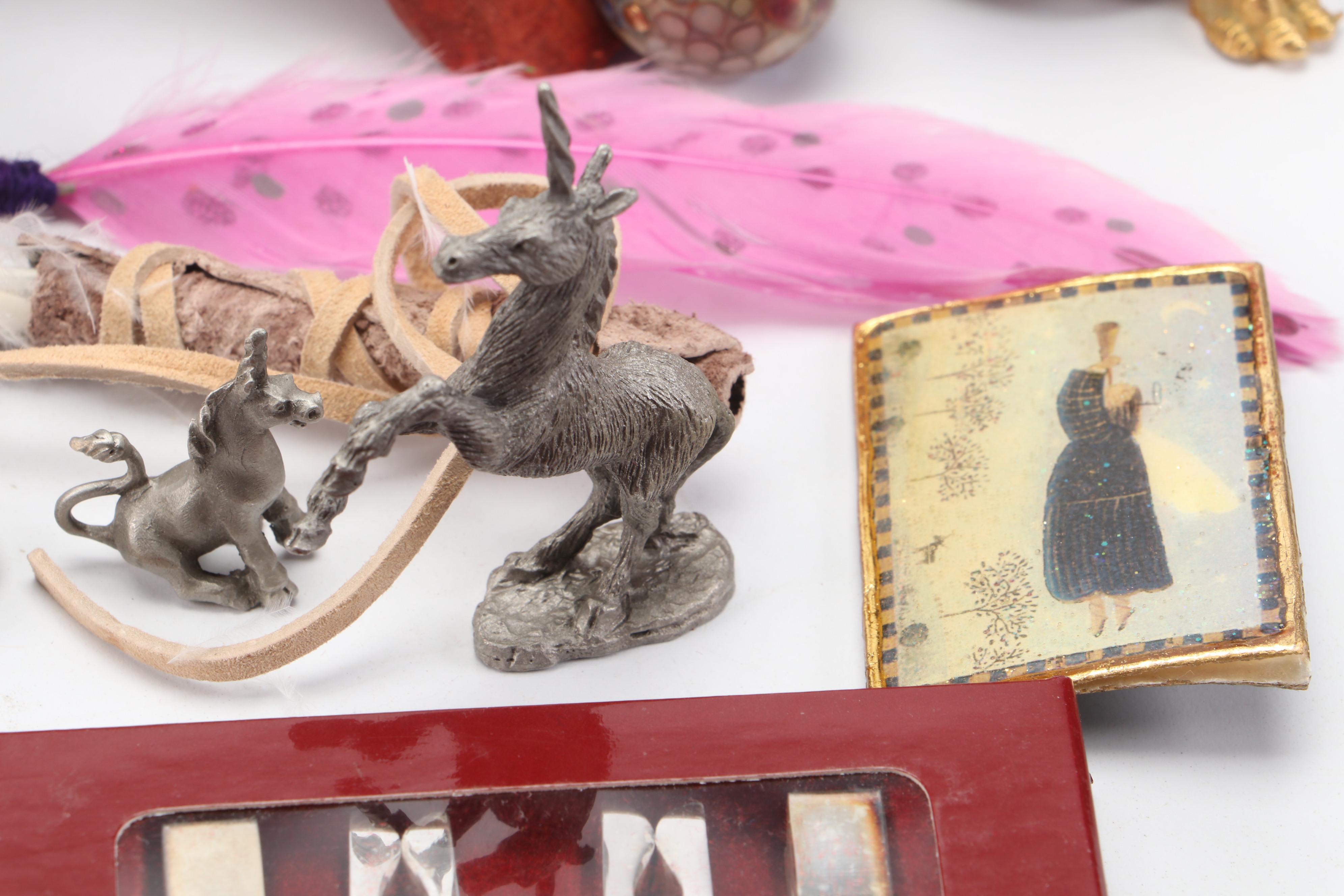 Painted Eggs with German Wallet, Pendants, Carved Wood and More Décor