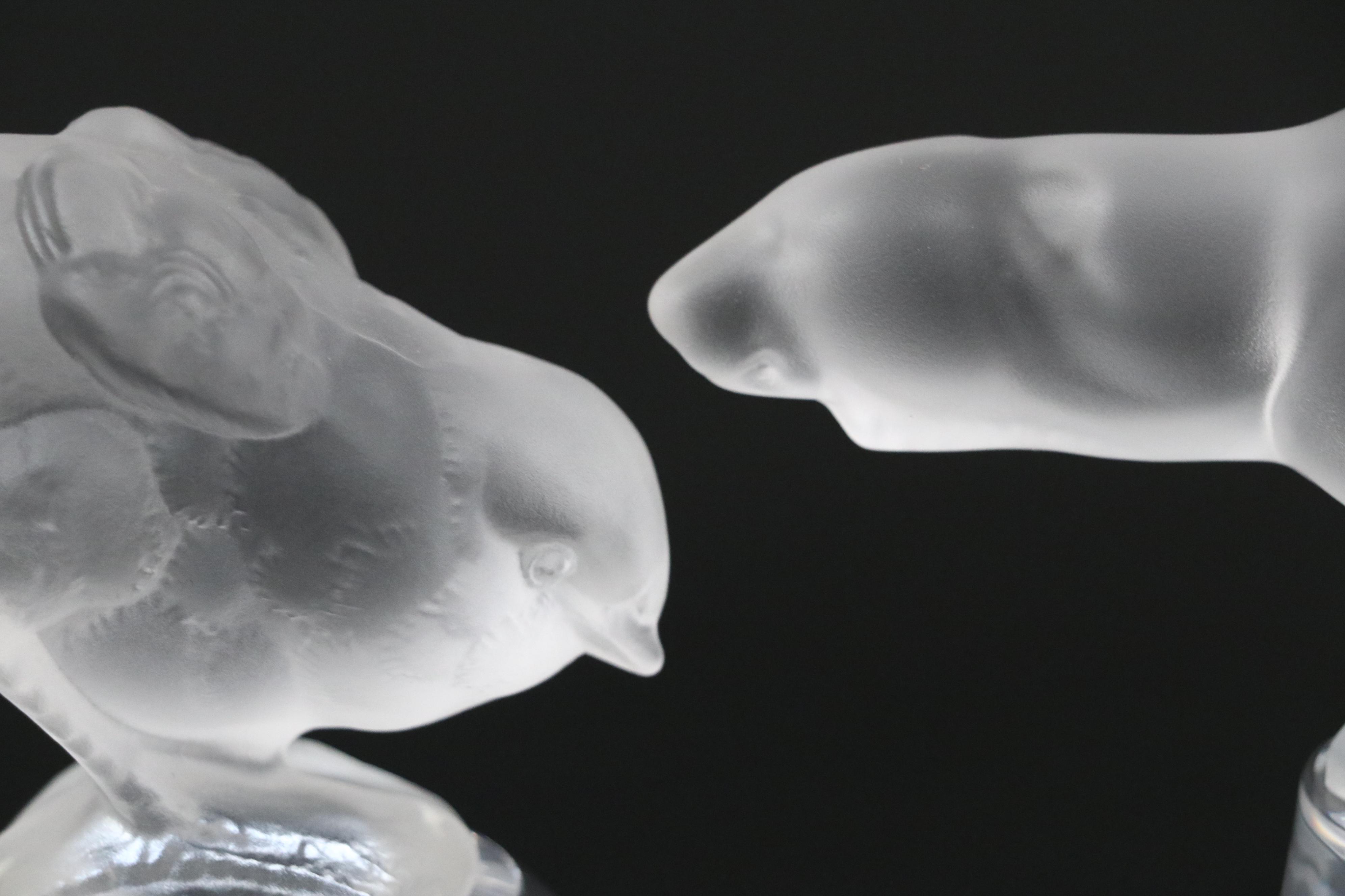 Sèvres Frosted Glass Polar Bear Figurine and Bird Figurines