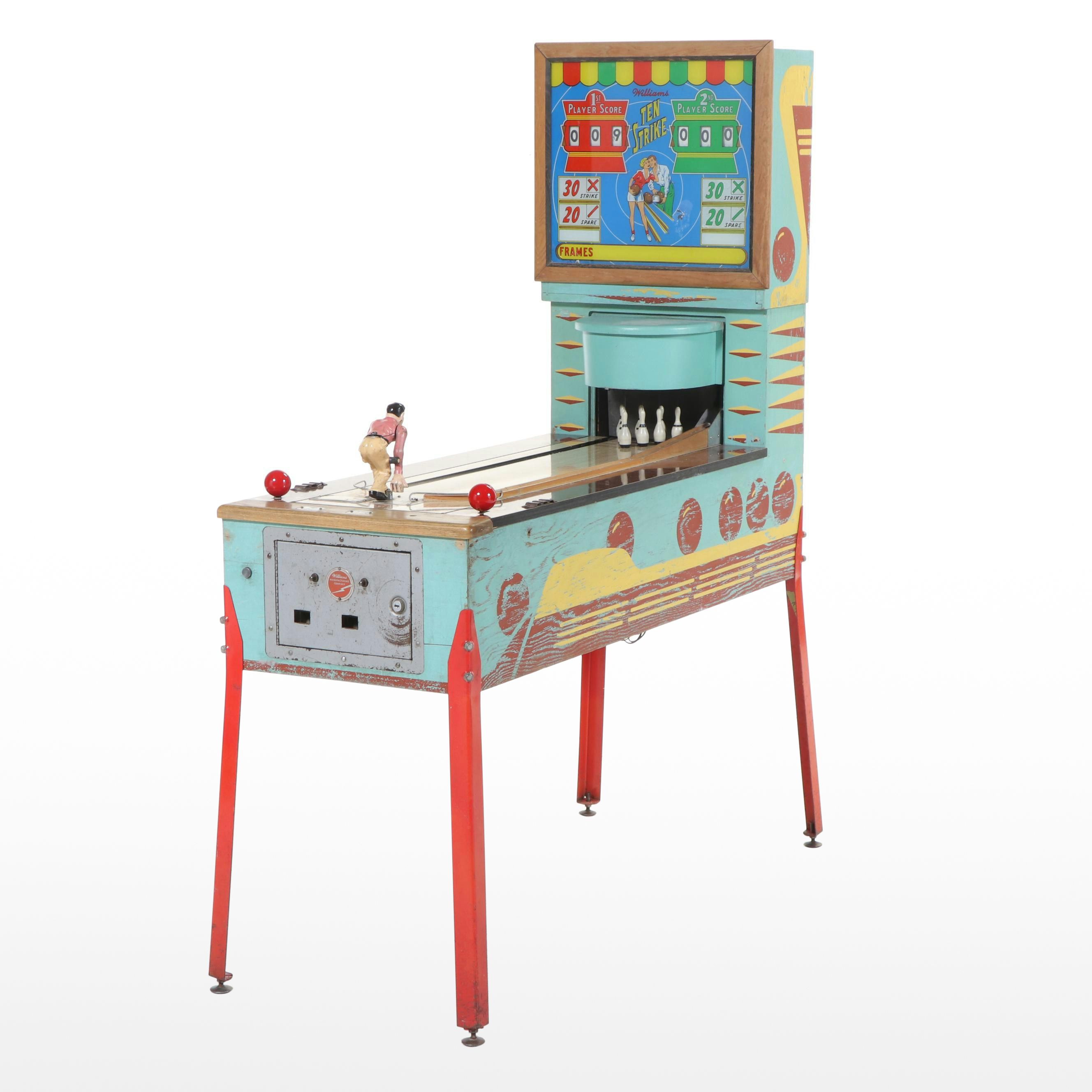 Rare, Williams "Ten Strike" 10¢/25¢ Two-Player Bowling Arcade Game, Circa 1958