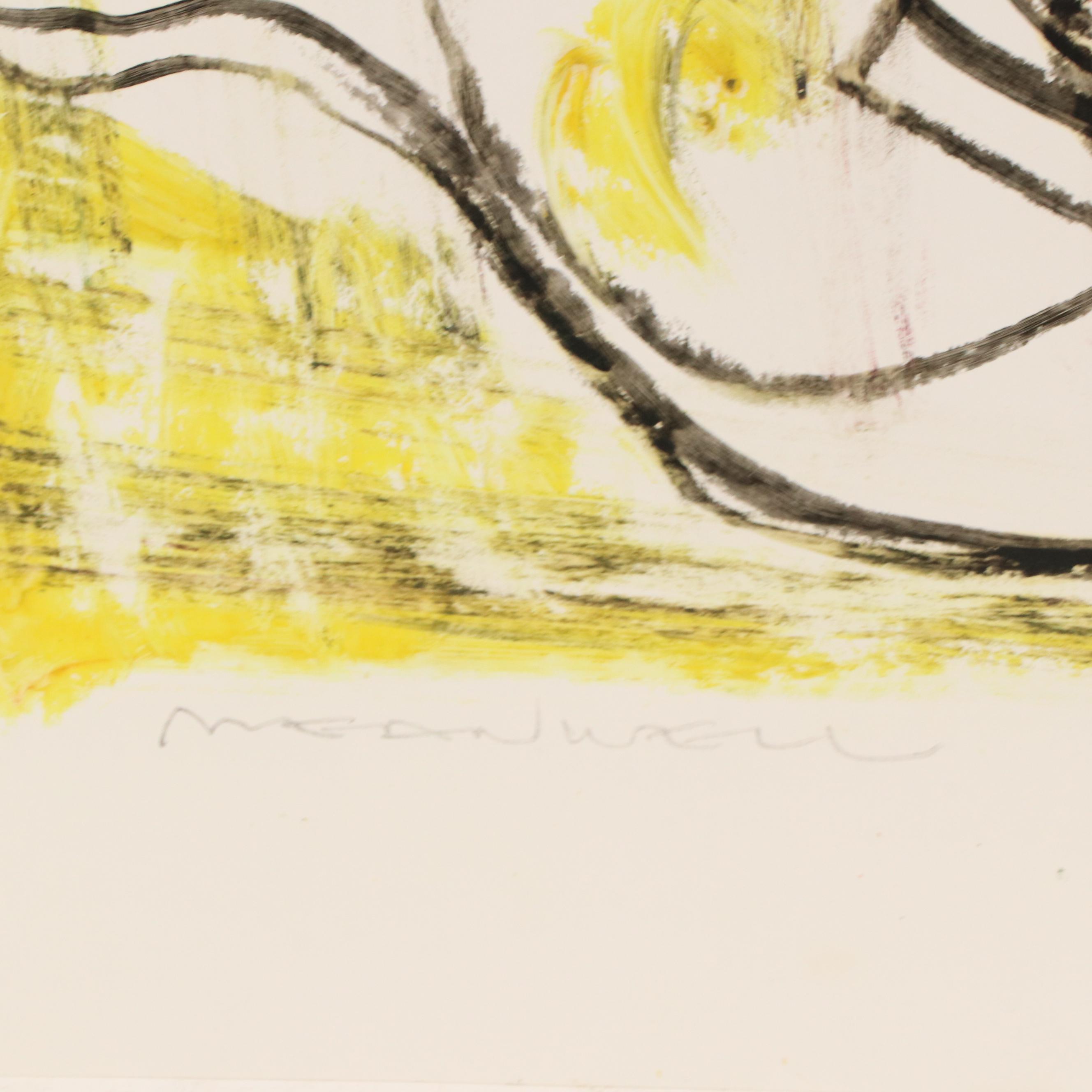 Jack Meanwell Figural Modern Oil Pastel Drawing, Late 20th Century