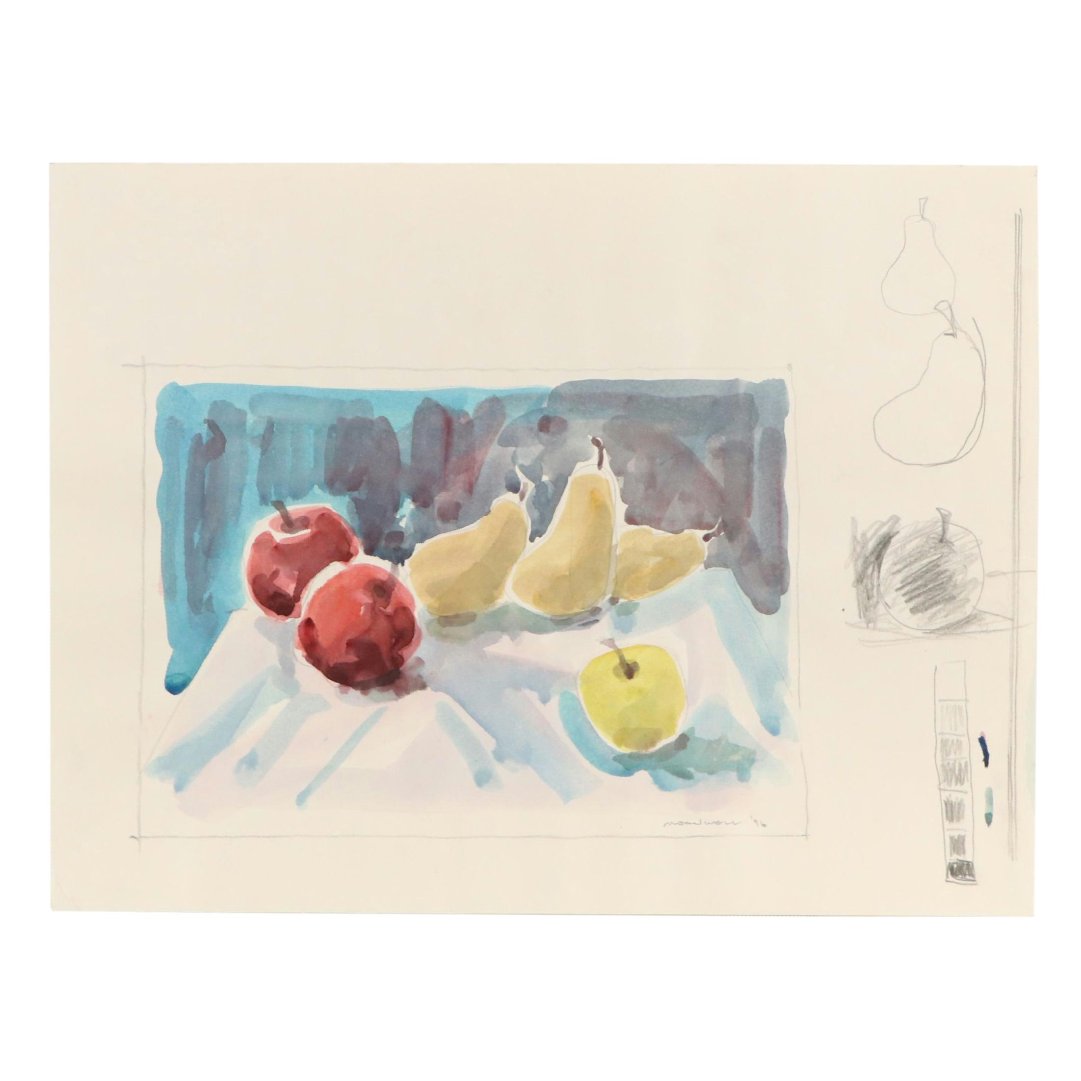 Jack Meanwell Modern Still Life Watercolor Painting, 1996