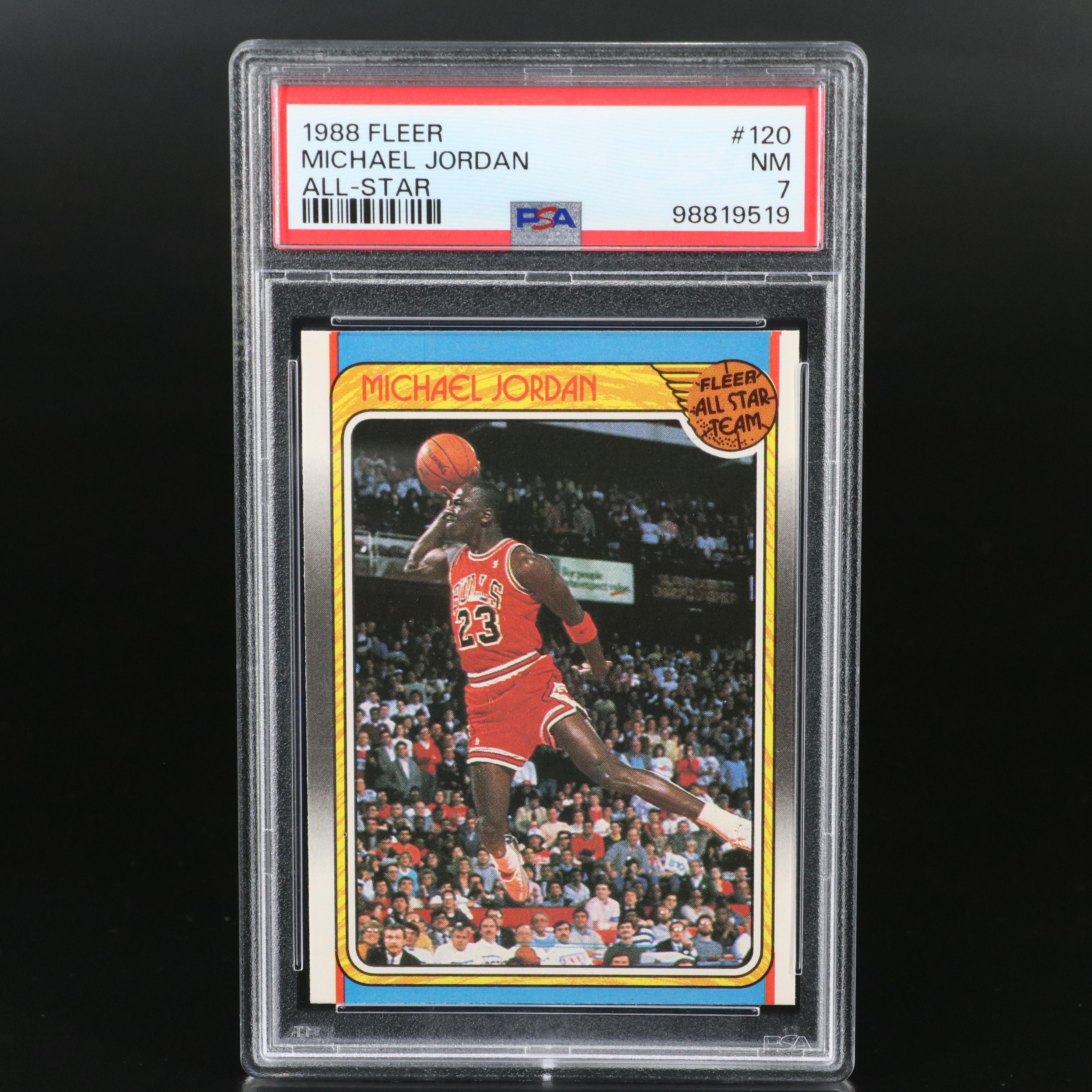 1988 Fleer Michael Jordan Chicago Bulls All-Star Card Graded PSA 7