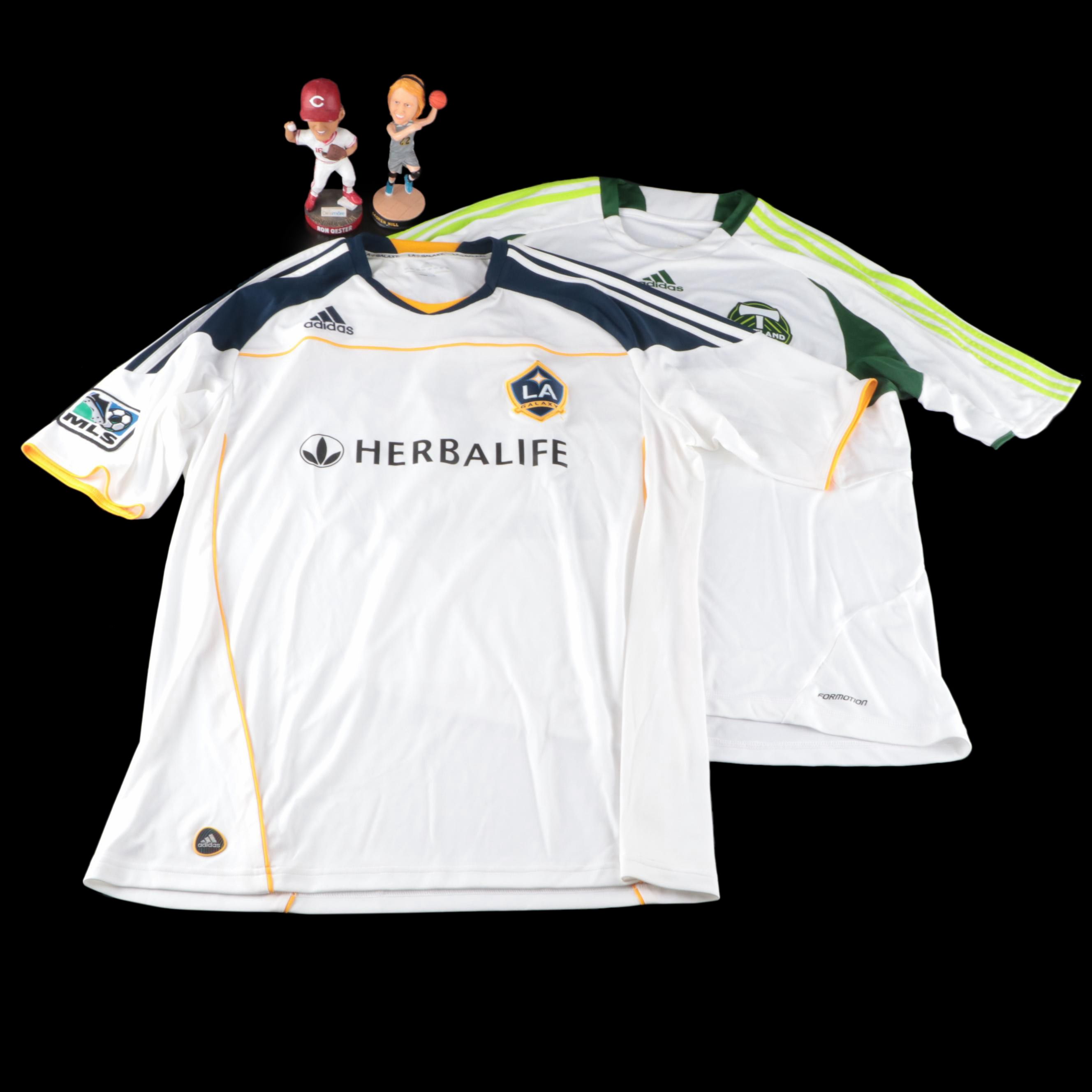 David Beckham LA Galaxy Soccer Jersey with Ron Oester Bobblehead and More