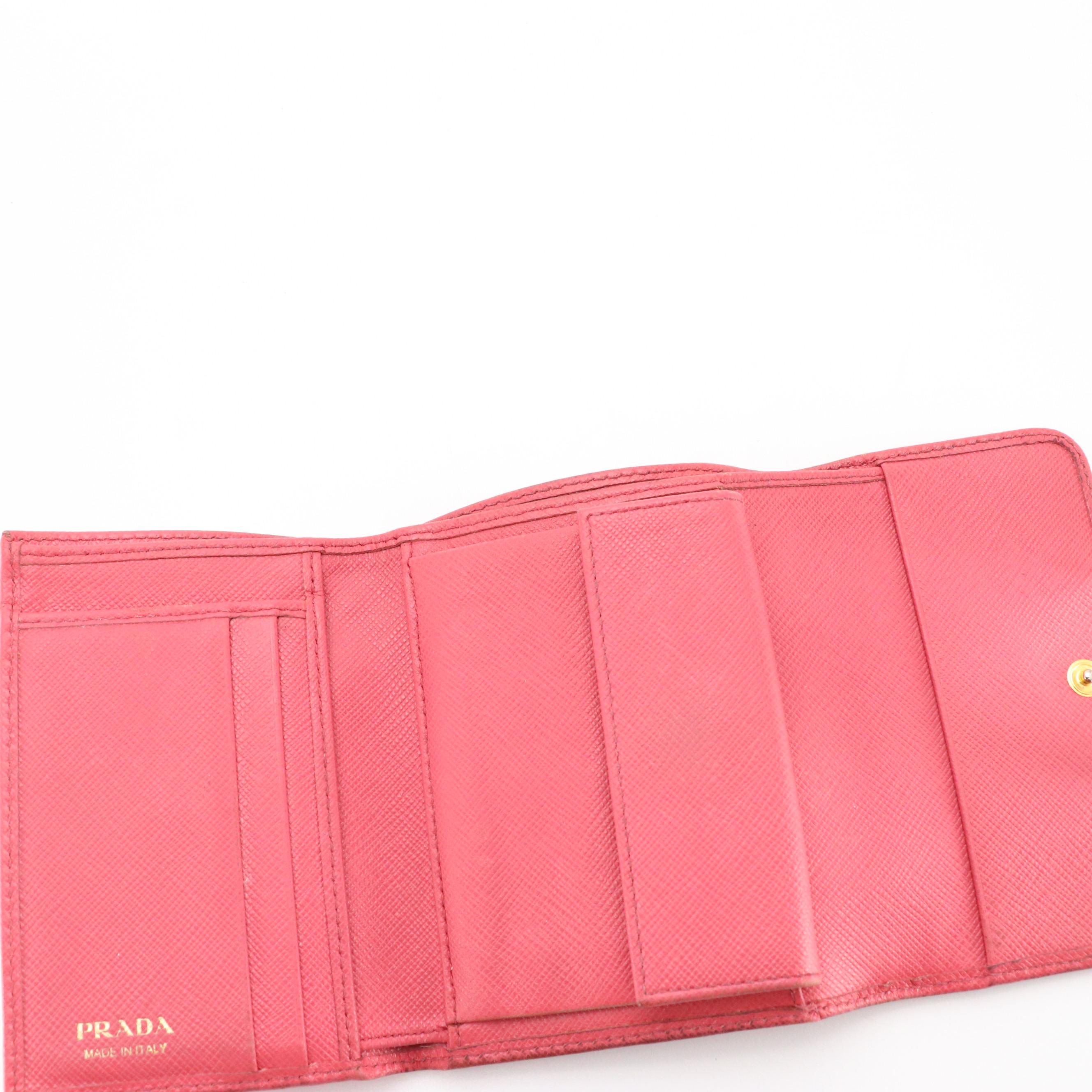 Prada Saffiano Leather Front-Flap Compact Wallet