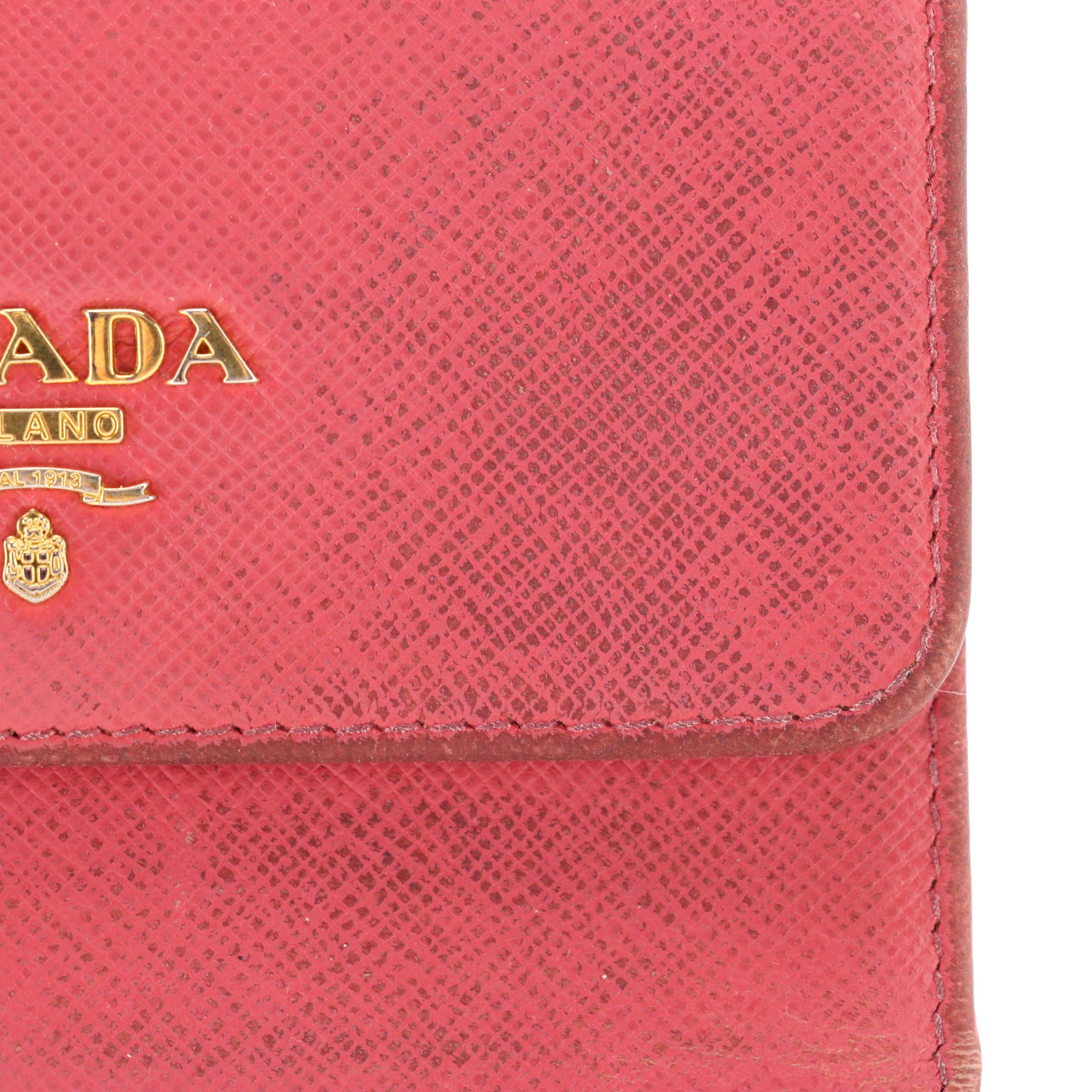 Prada Saffiano Leather Front-Flap Compact Wallet