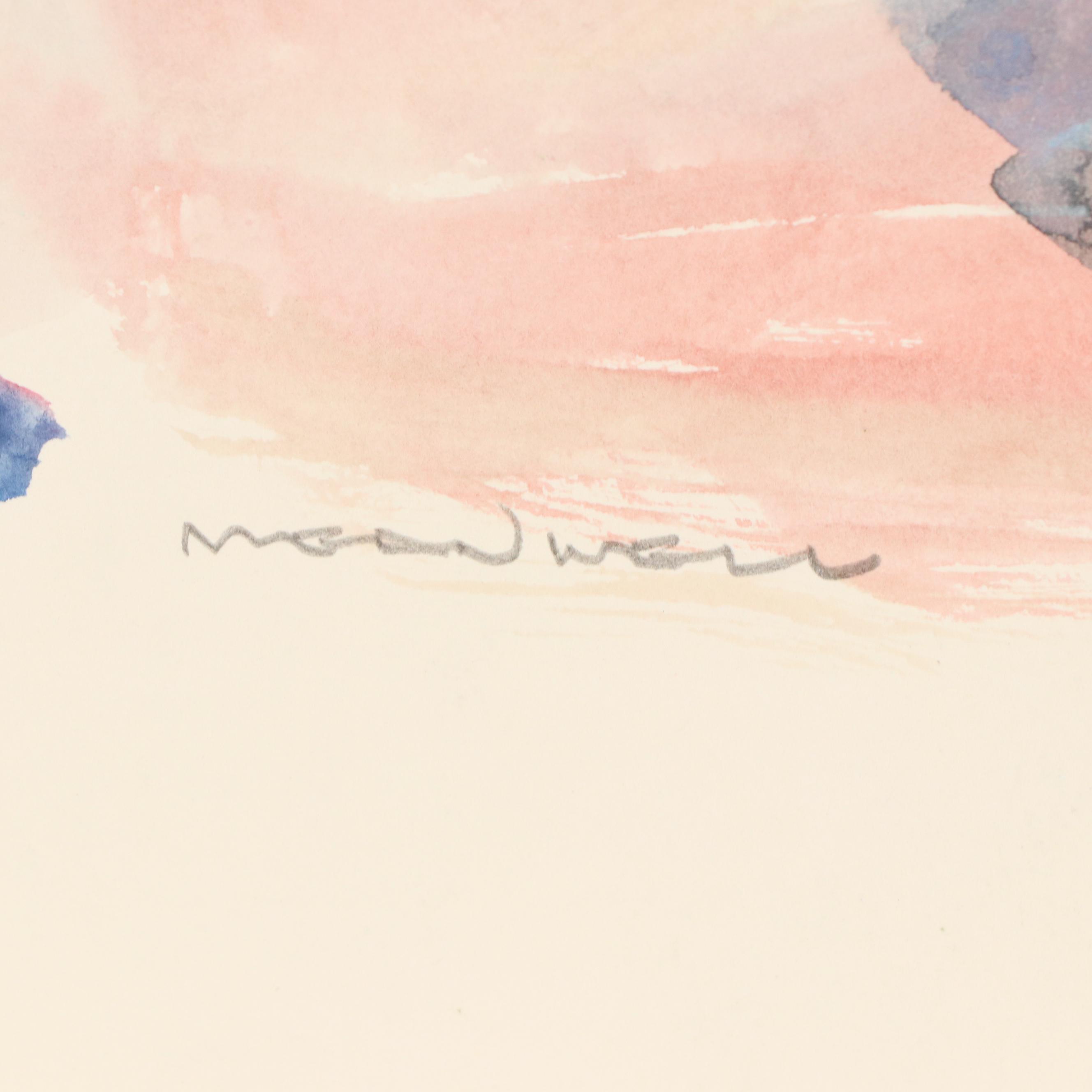 Jack Meanwell Modern Still Life Watercolor Painting, Late 20th Century