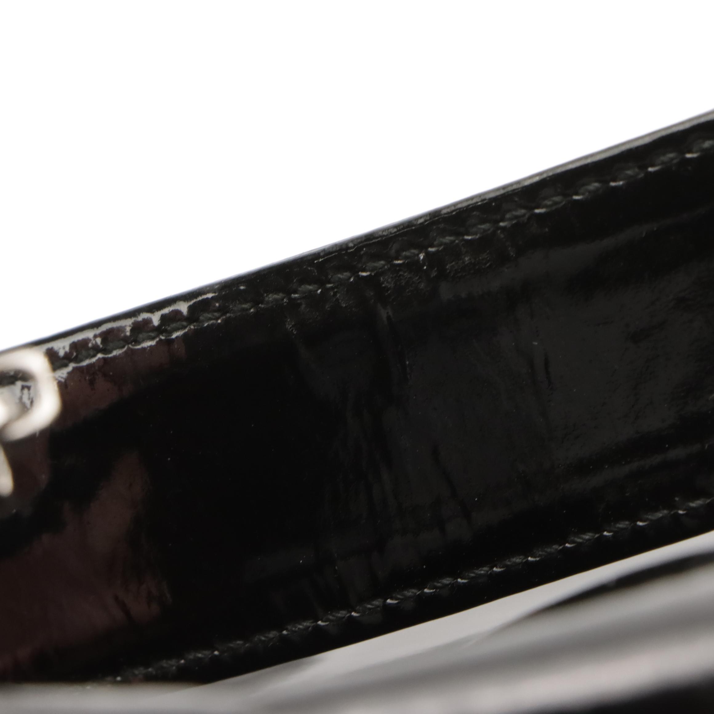 Gucci by Tom Ford Black Patent Leather Metal Strap Shoulder Bag