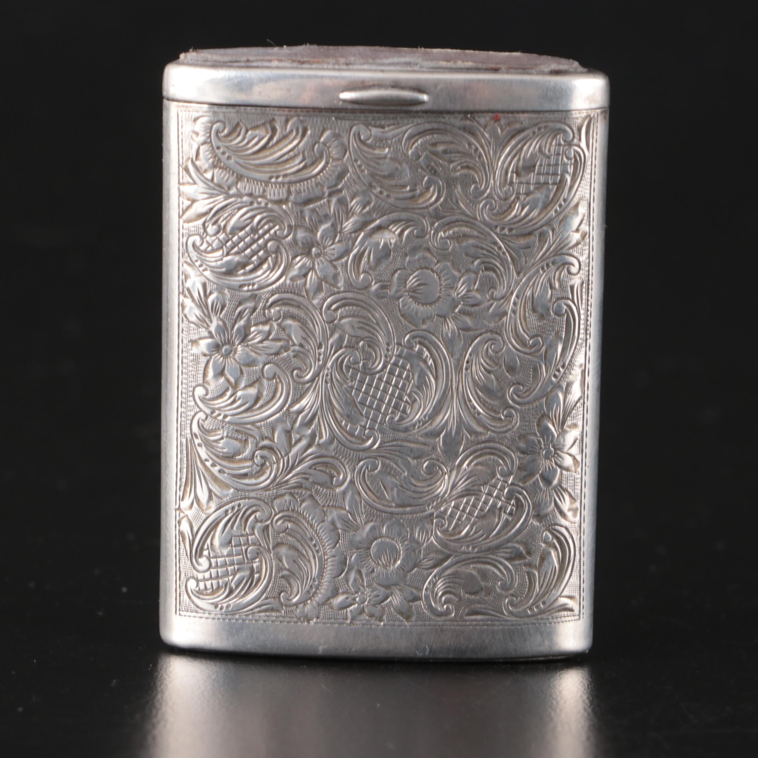 German Lutz & Weiss 800 Silver Compact and Vesta Case with More Silver Décor