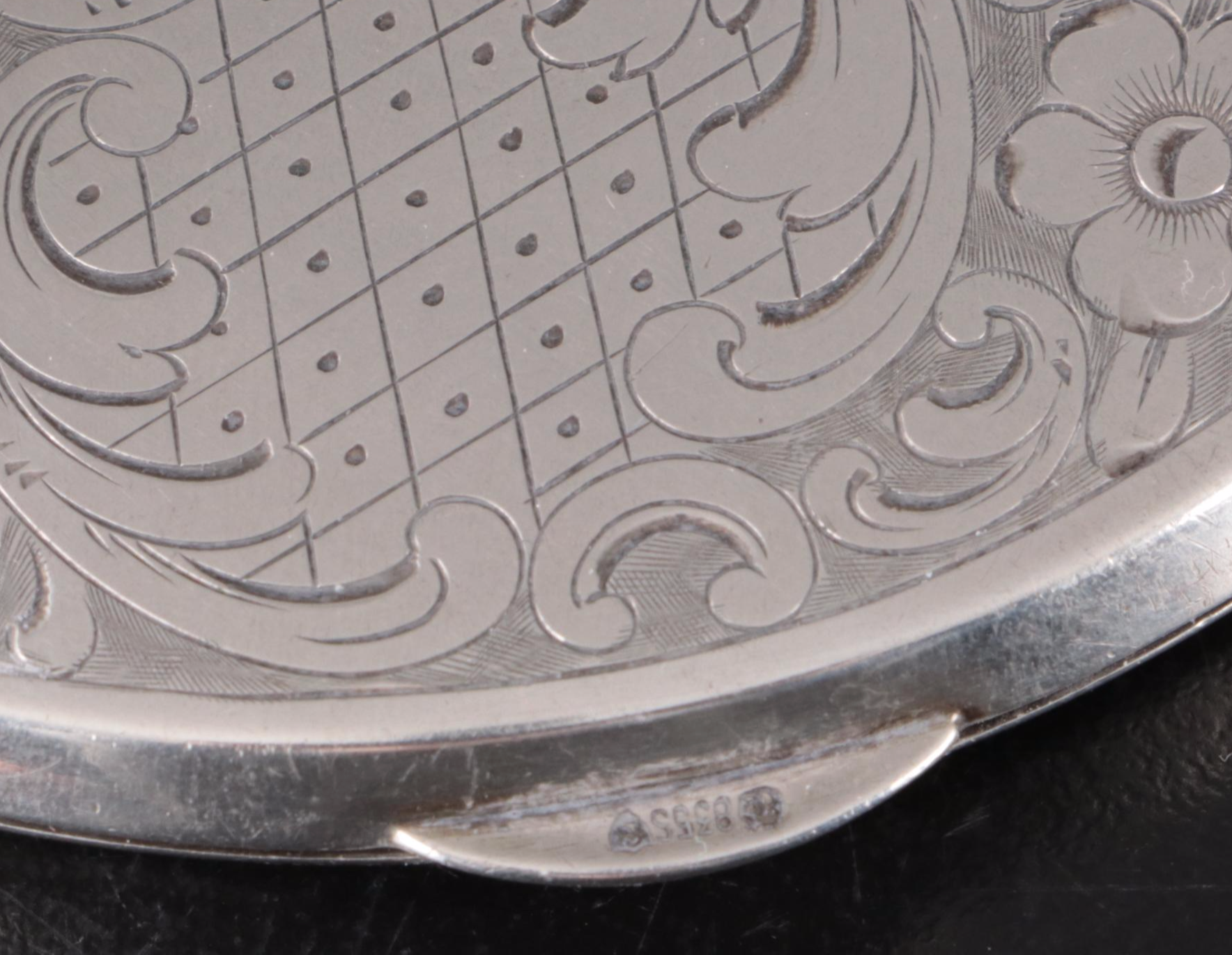 German Lutz & Weiss 800 Silver Compact and Vesta Case with More Silver Décor