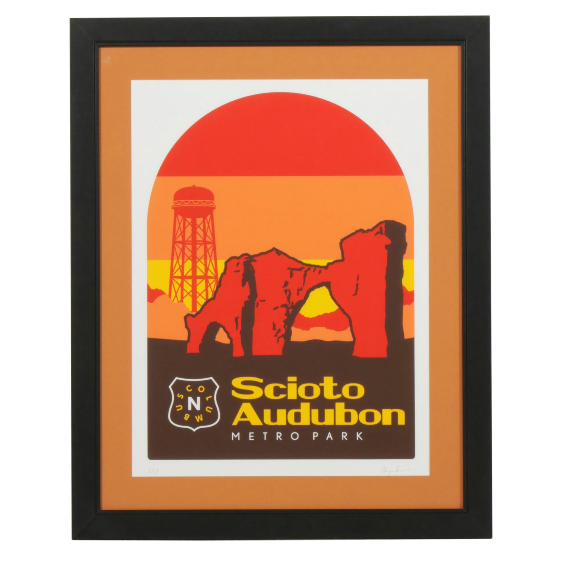 Scioto Audubon Metro Park Silkscreen Poster Designed by Benjamin Howes