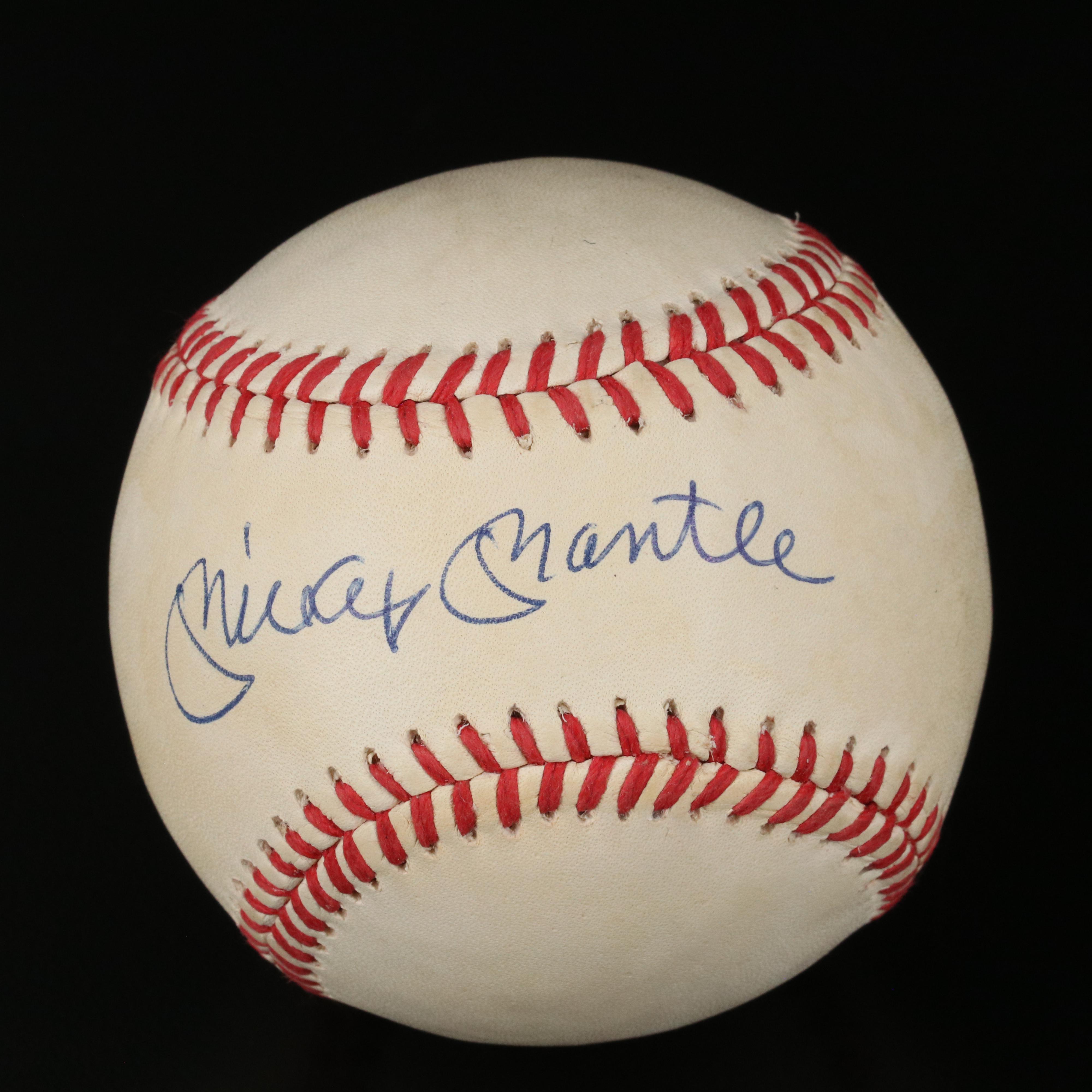 Mickey Mantle Signed Rawlings Official AL Baseball with 1956 Topps Card