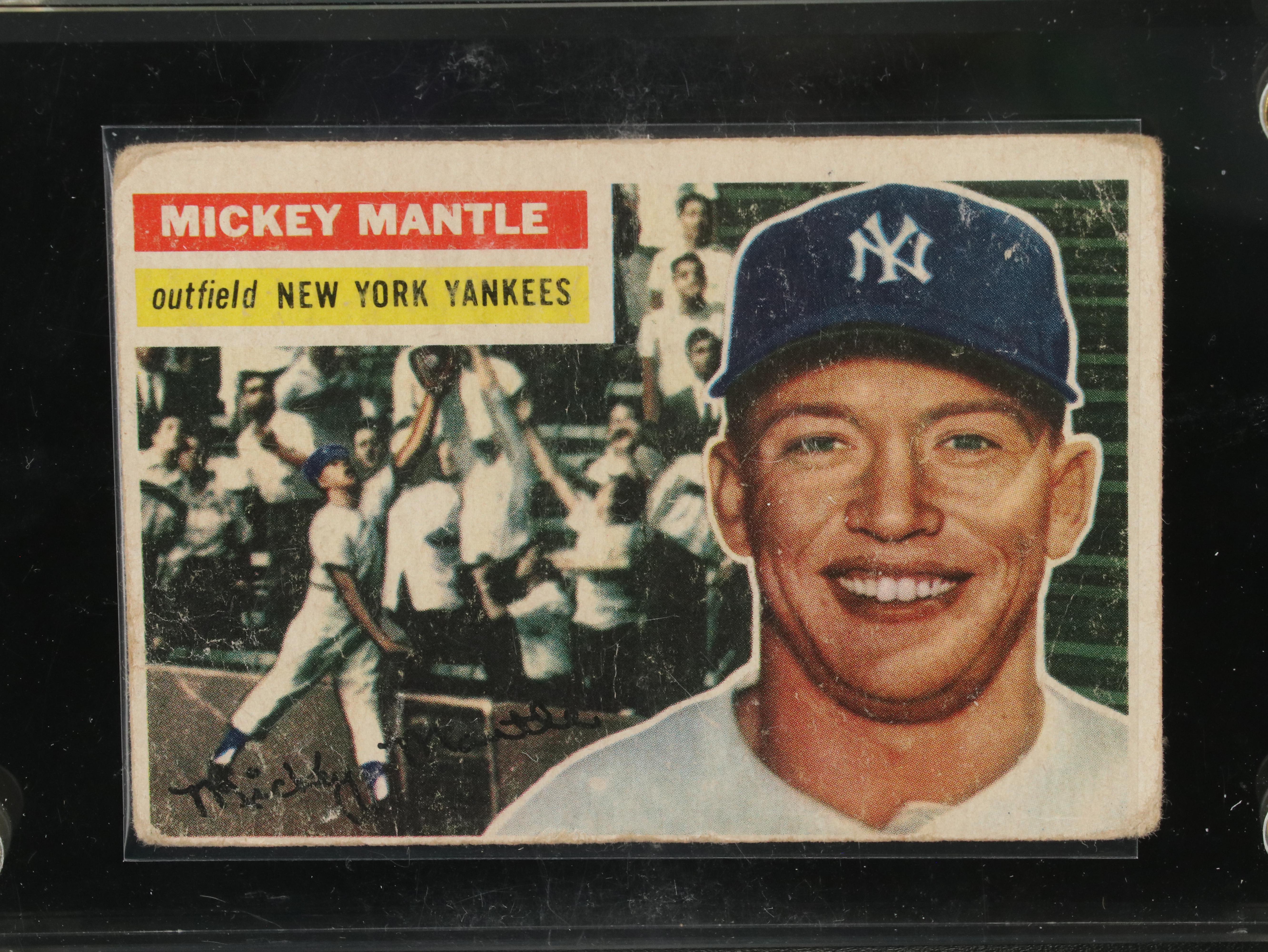 Mickey Mantle Signed Rawlings Official AL Baseball with 1956 Topps Card