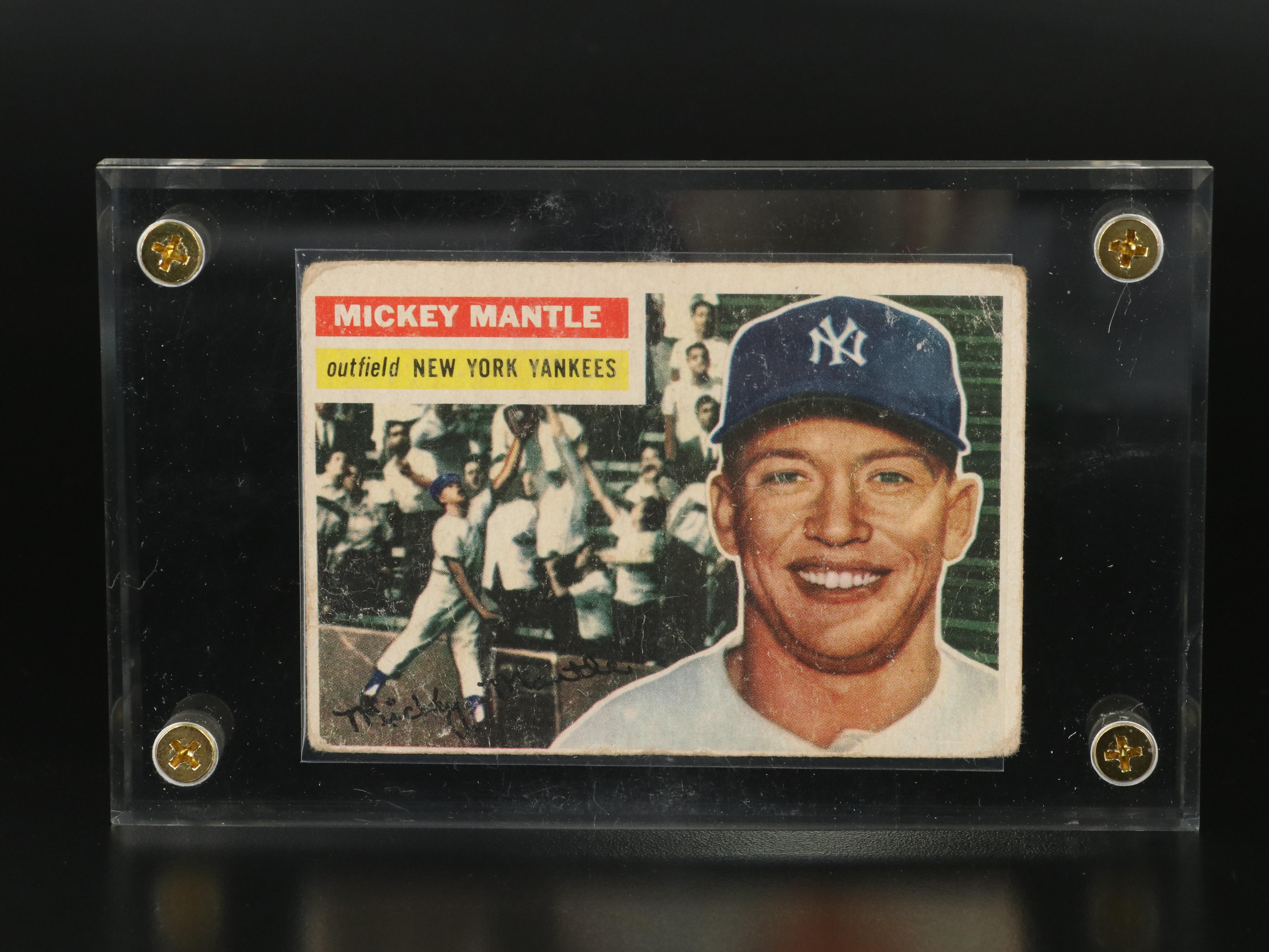 Mickey Mantle Signed Rawlings Official AL Baseball with 1956 Topps Card