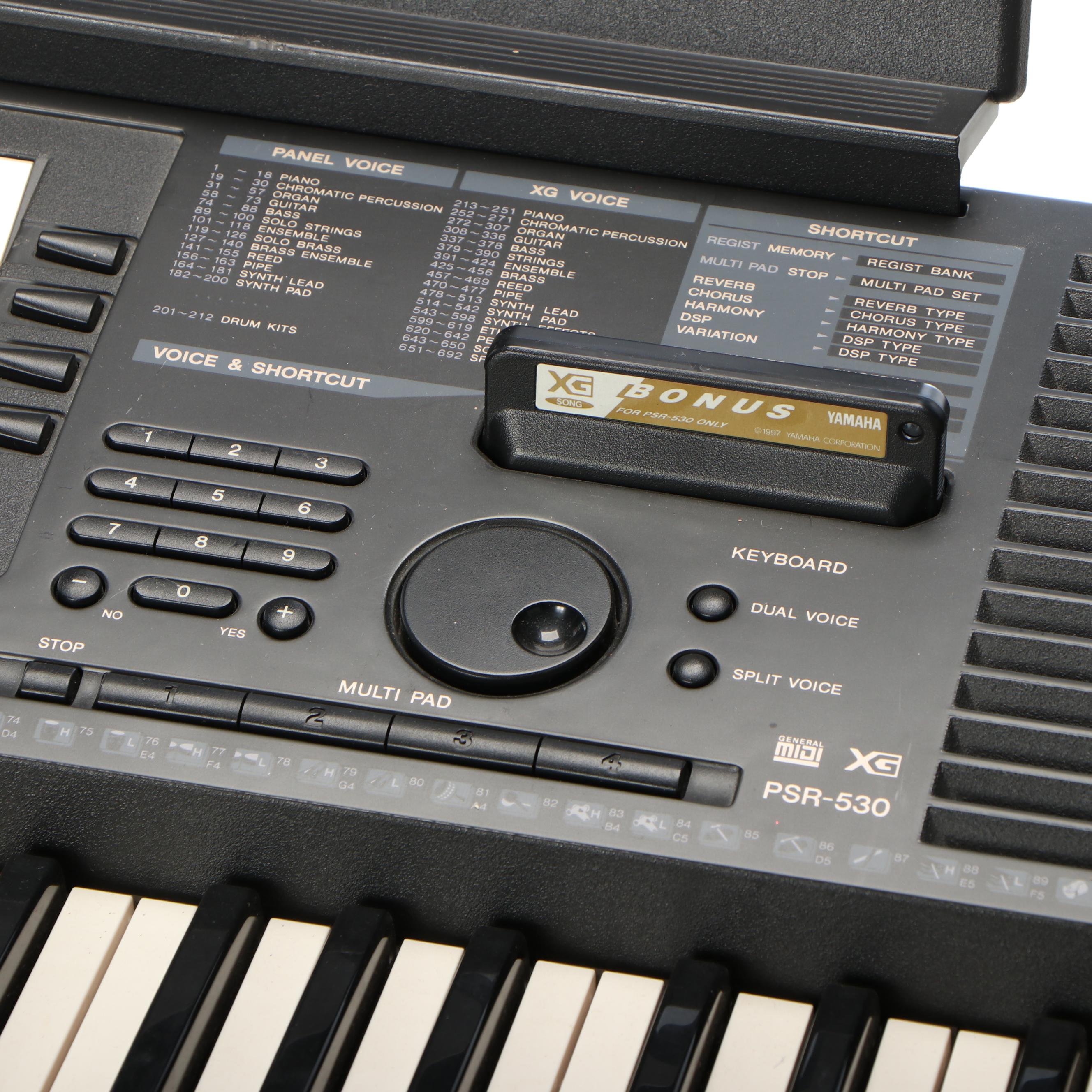 Yamaha PSR-530 Portable Electronic Synthesizer Keyboard, Stand & Cartridges