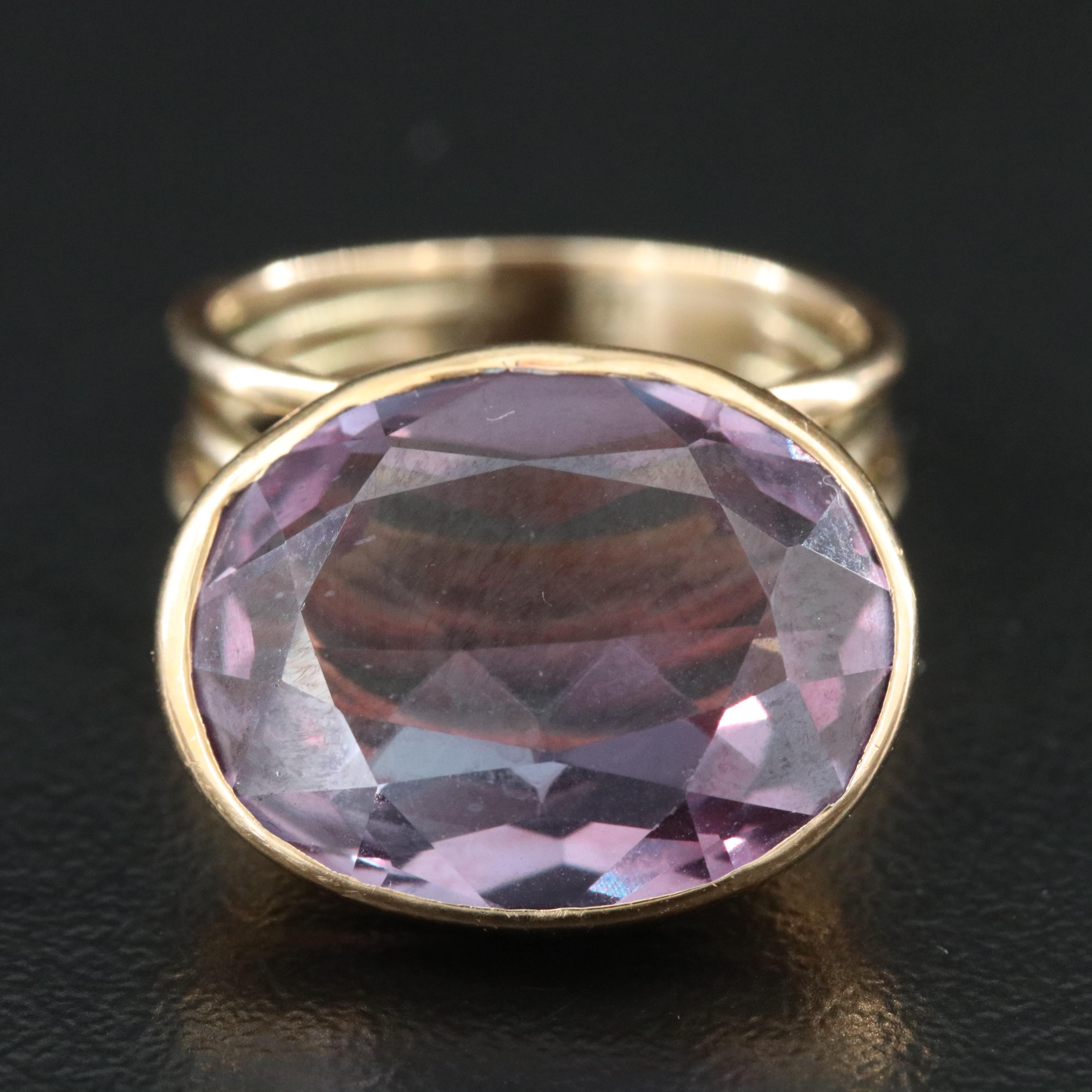 14K Color Change Sapphire Offset Ring