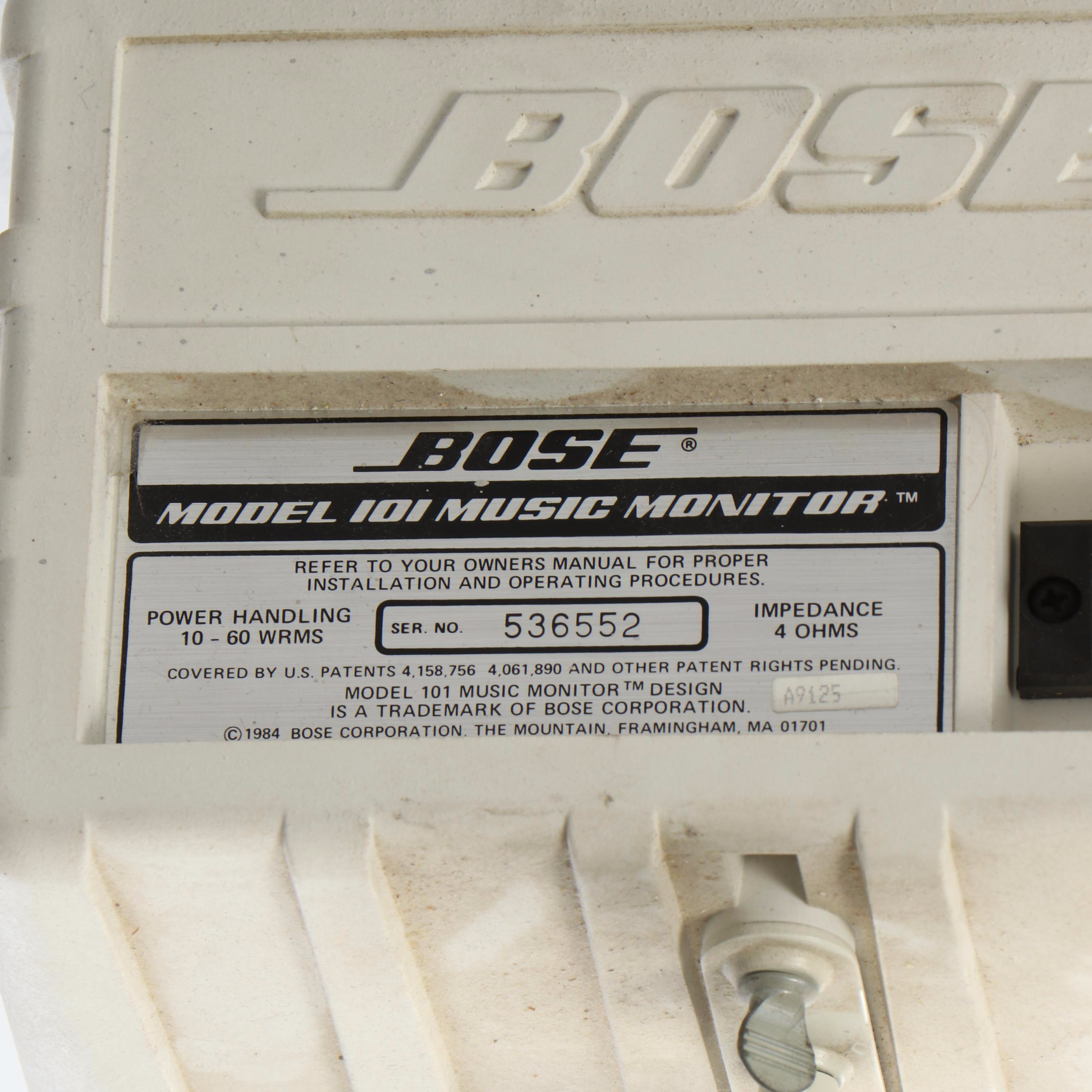 Three Bose Model 101 Music Monitor Surface Mount Speakers