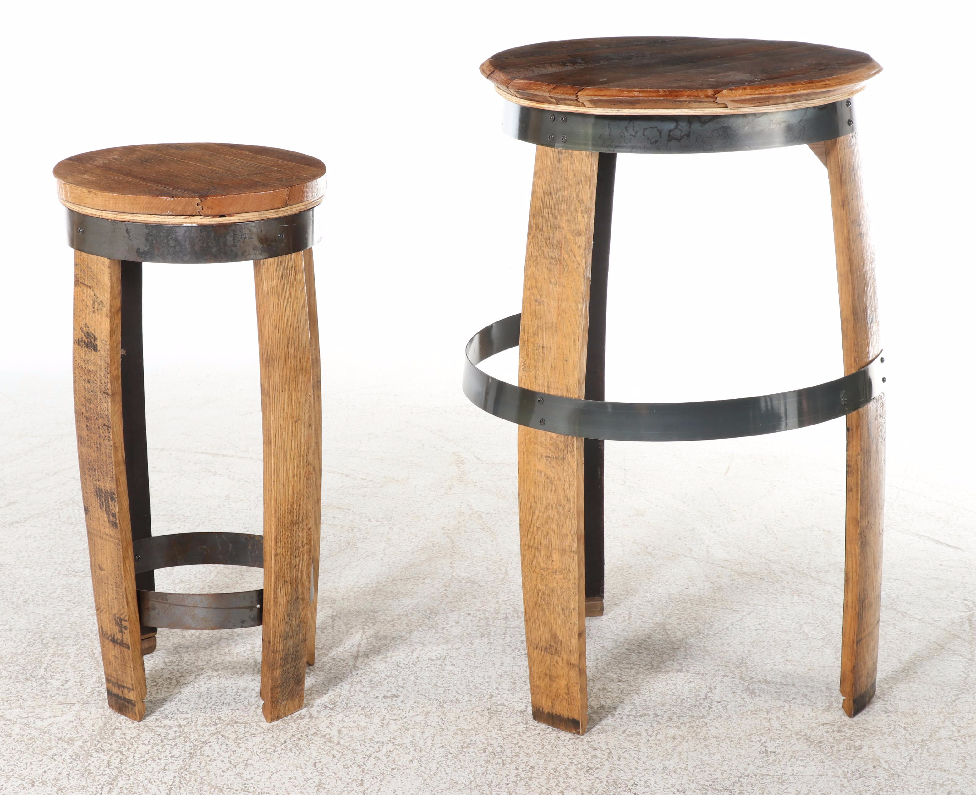 The Barrel Market Charred White Oak Bourbon Barrel Stave Nesting Tables