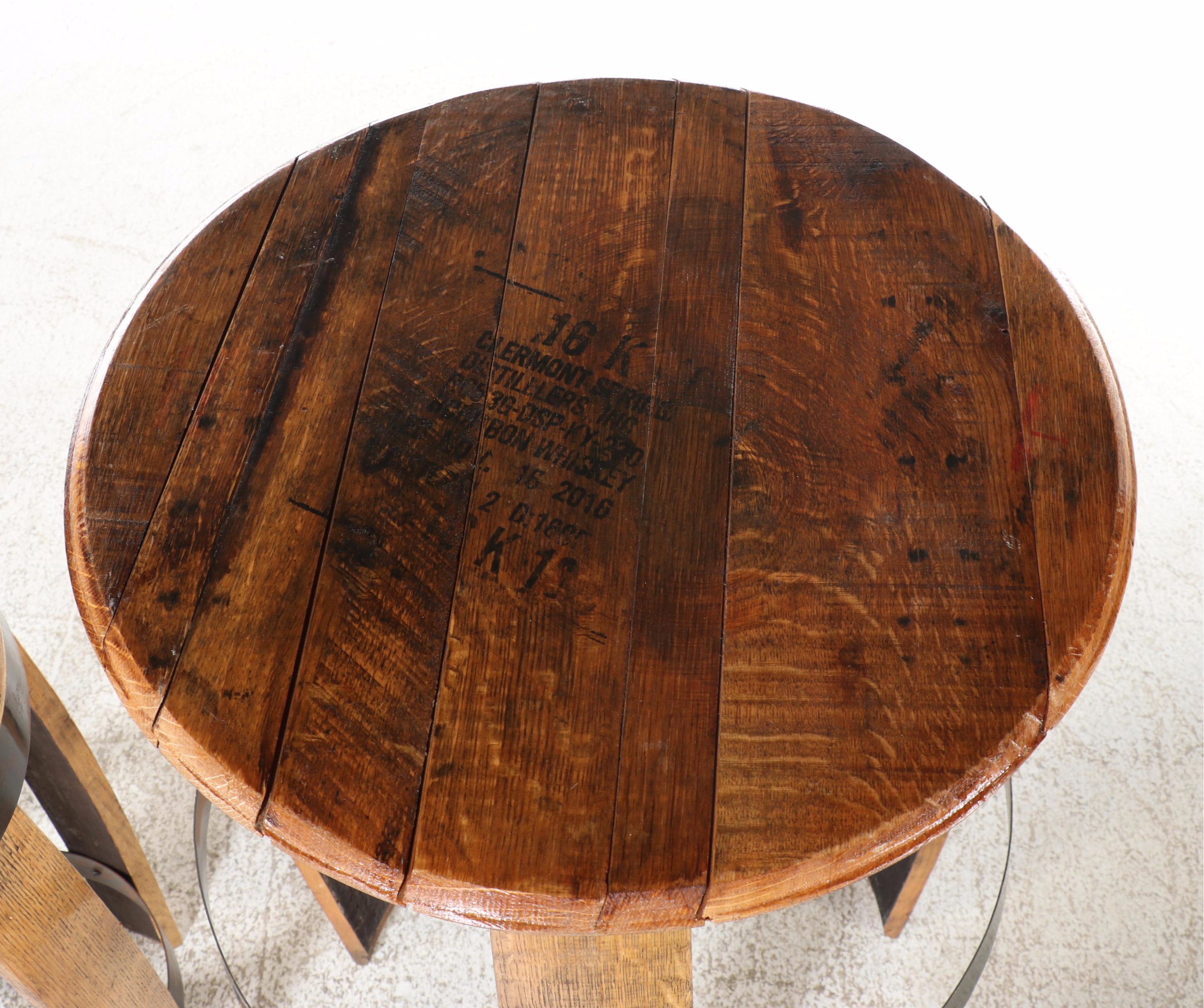 The Barrel Market Charred White Oak Bourbon Barrel Stave Nesting Tables
