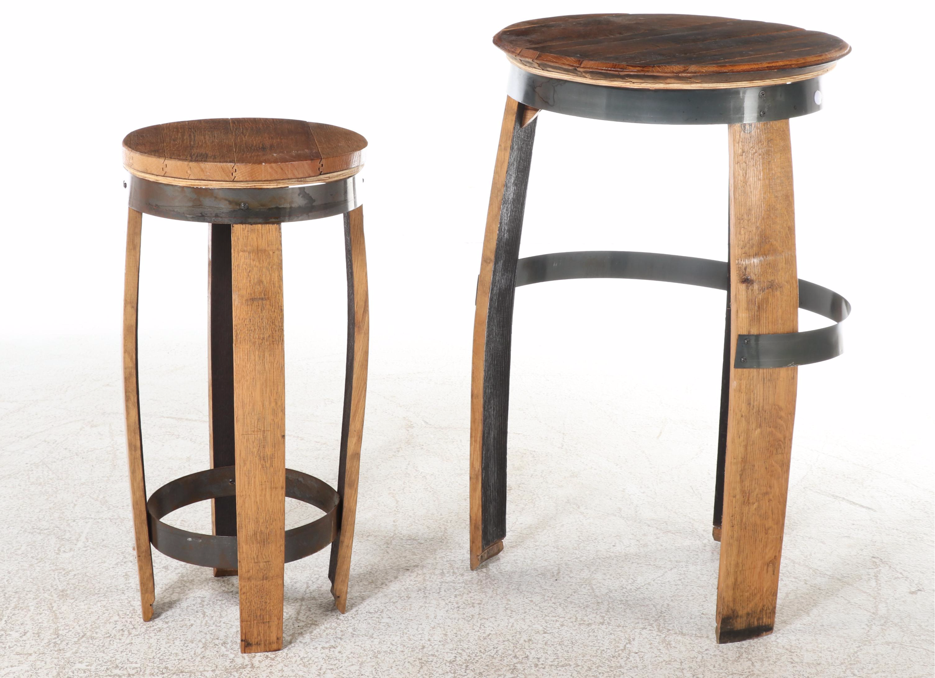 The Barrel Market Charred White Oak Bourbon Barrel Stave Nesting Tables