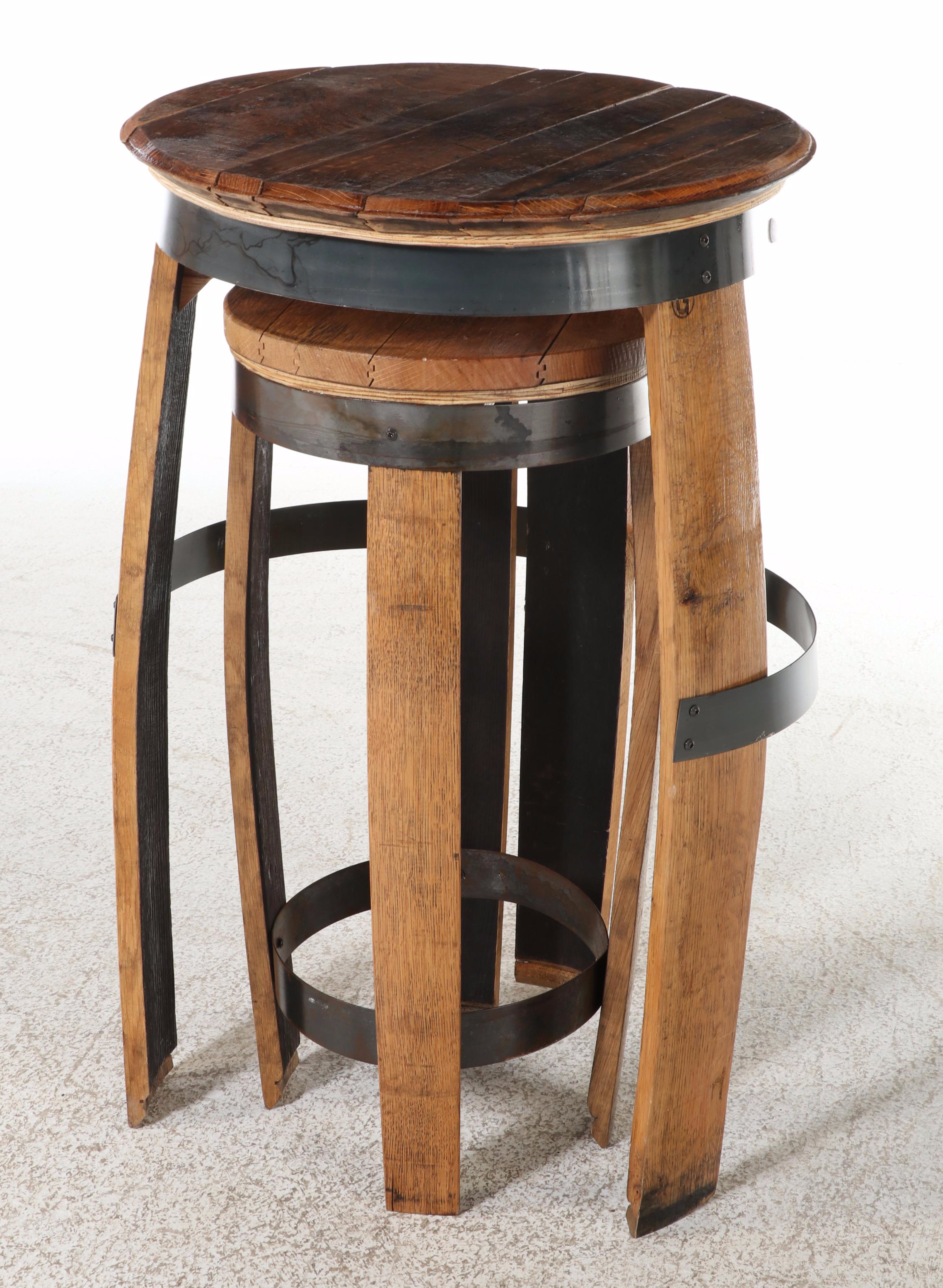 The Barrel Market Charred White Oak Bourbon Barrel Stave Nesting Tables