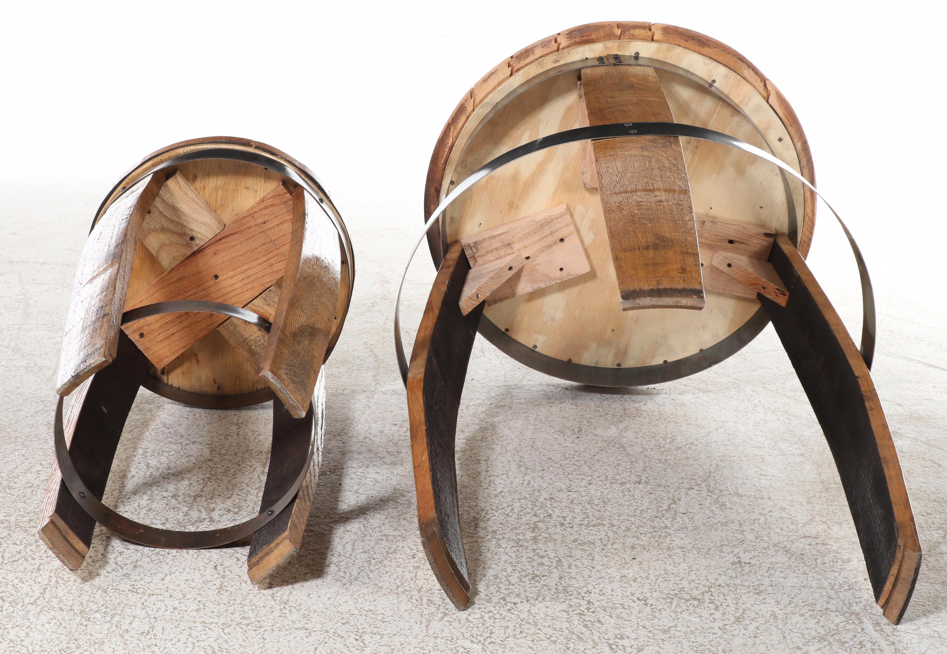 The Barrel Market Charred White Oak Bourbon Barrel Stave Nesting Tables