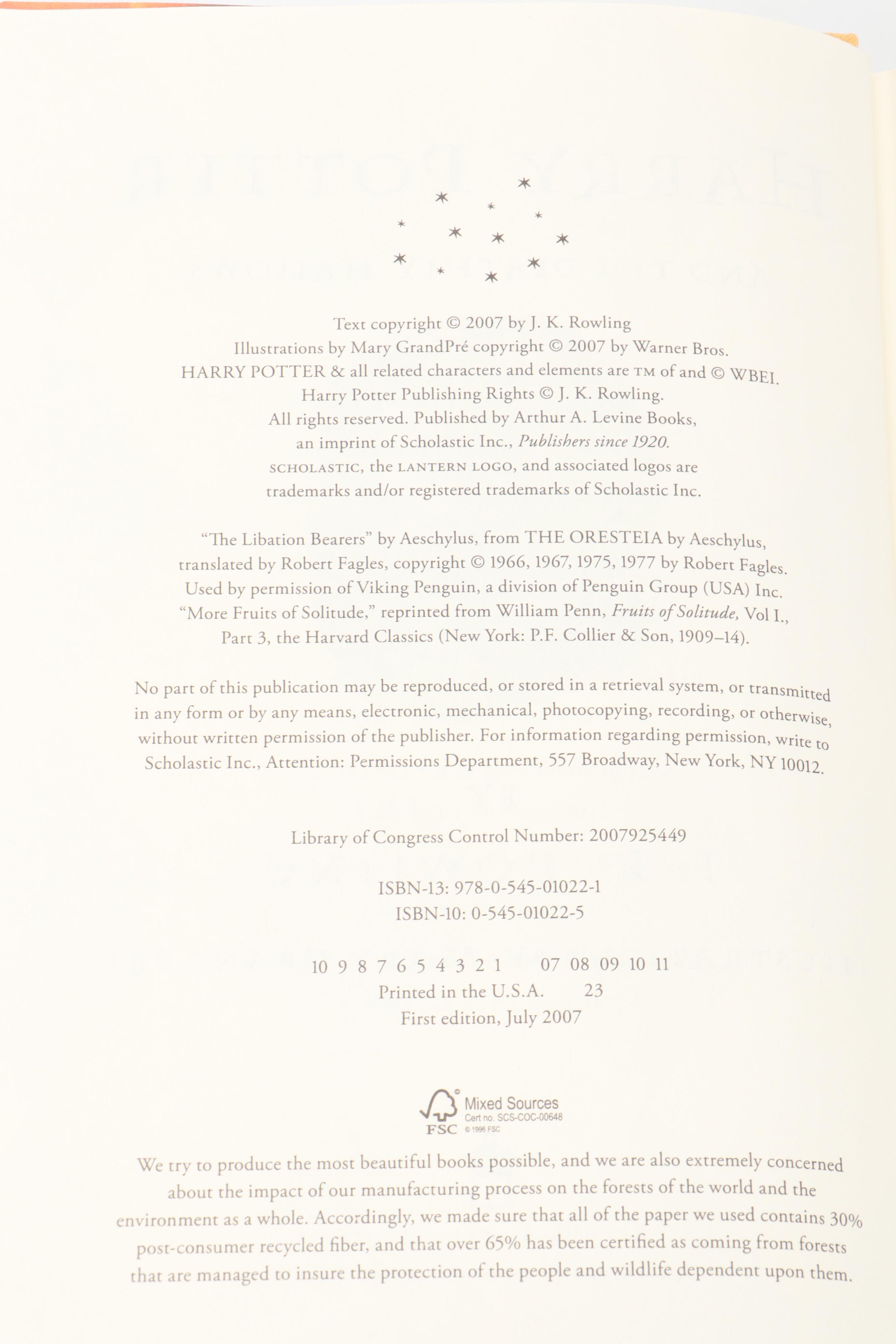 First American Edition "Harry Potter" Complete Series by J. K. Rowling