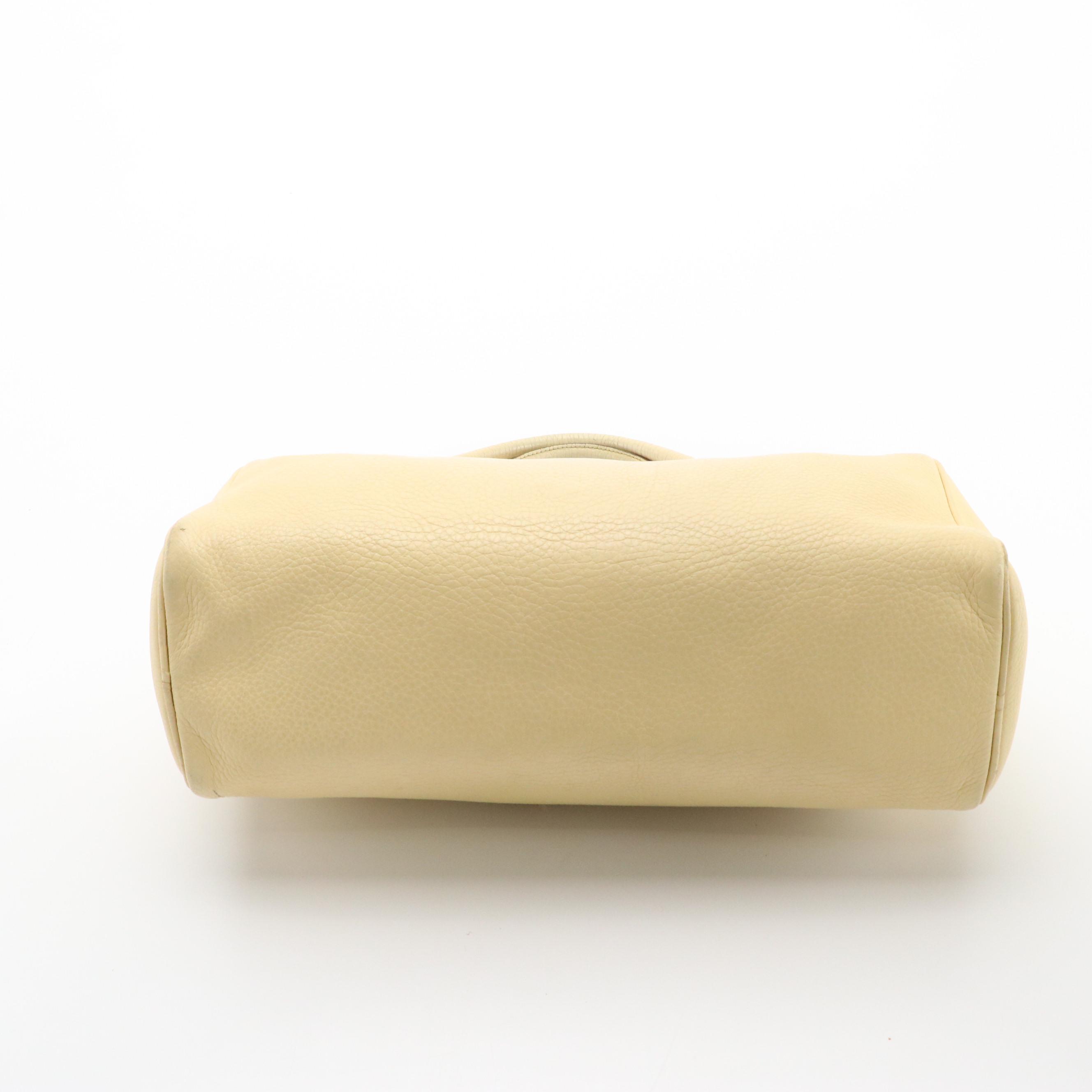 Prada Zippered Shoulder Satchel in Buttercream Grained Leather