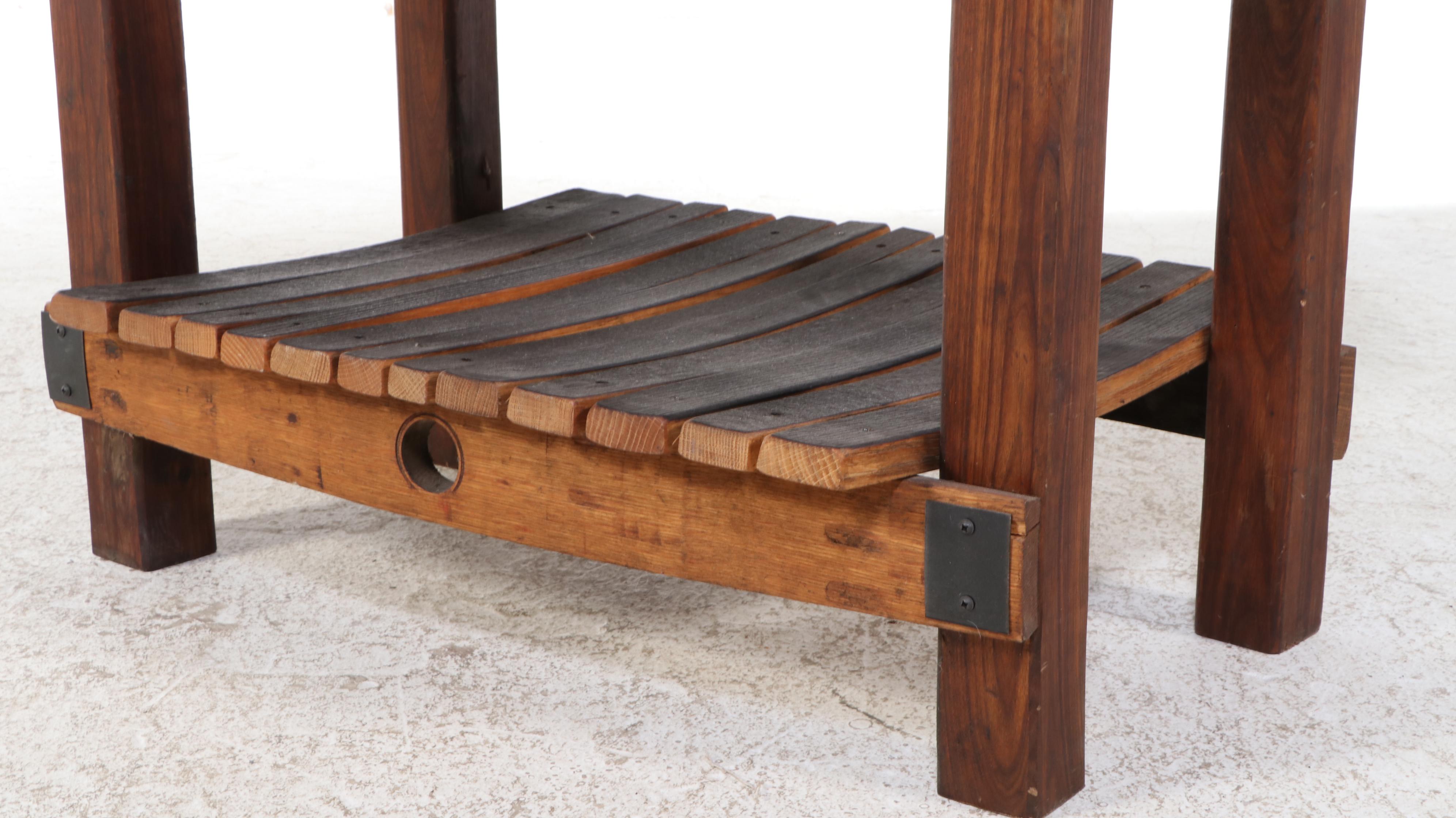 The Barrel Market Reclaimed Oak Barrel Stave Kitchen Butcher Block Table