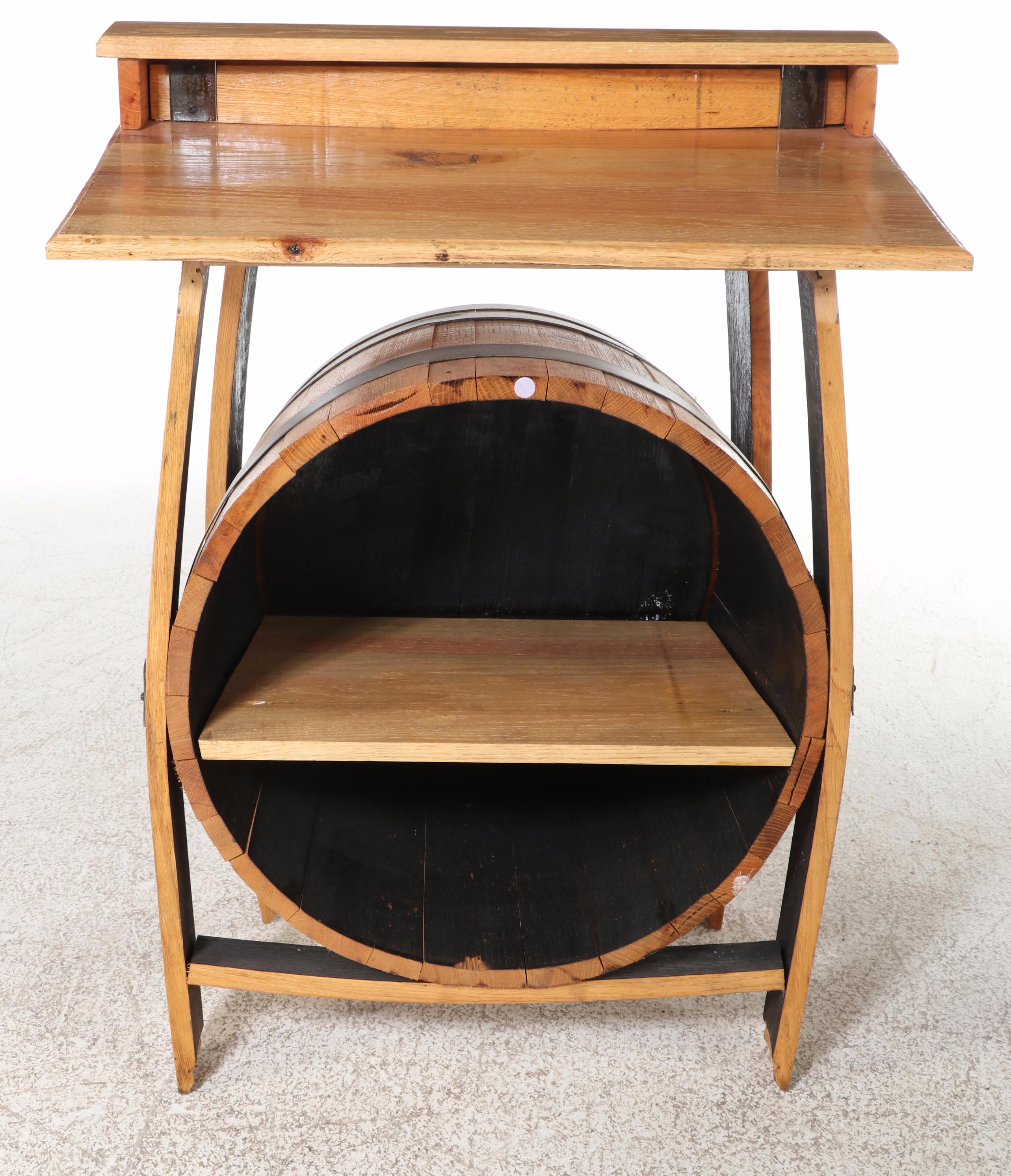 The Barrel Market Amish Made Charred White Oak Bourbon Barrel Bar with Counter
