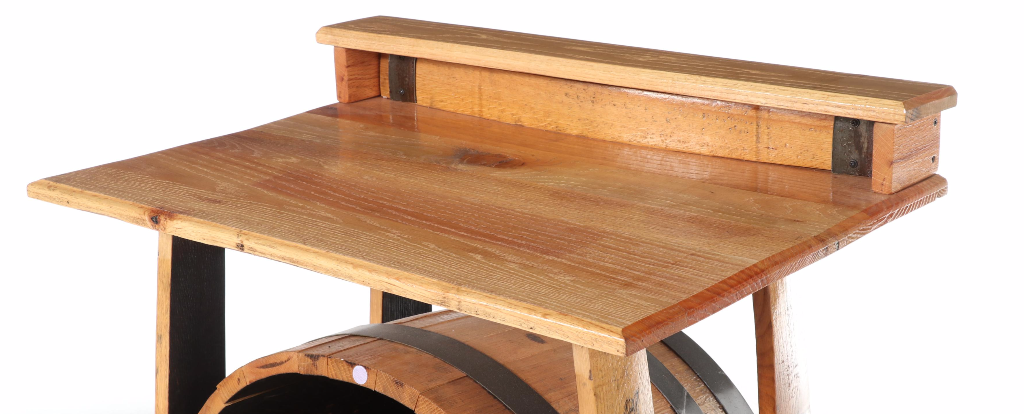 The Barrel Market Amish Made Charred White Oak Bourbon Barrel Bar with Counter