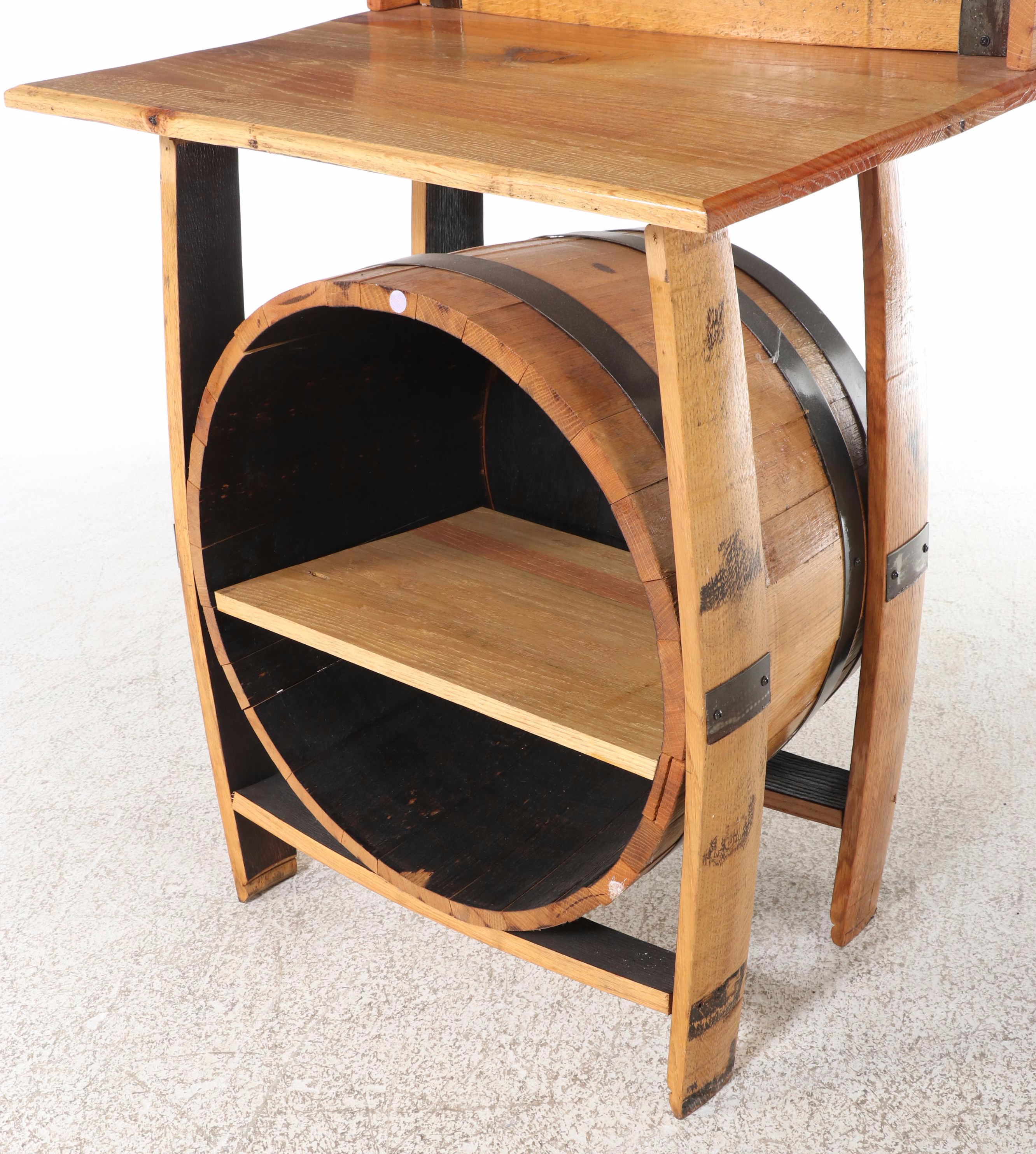 The Barrel Market Amish Made Charred White Oak Bourbon Barrel Bar with Counter