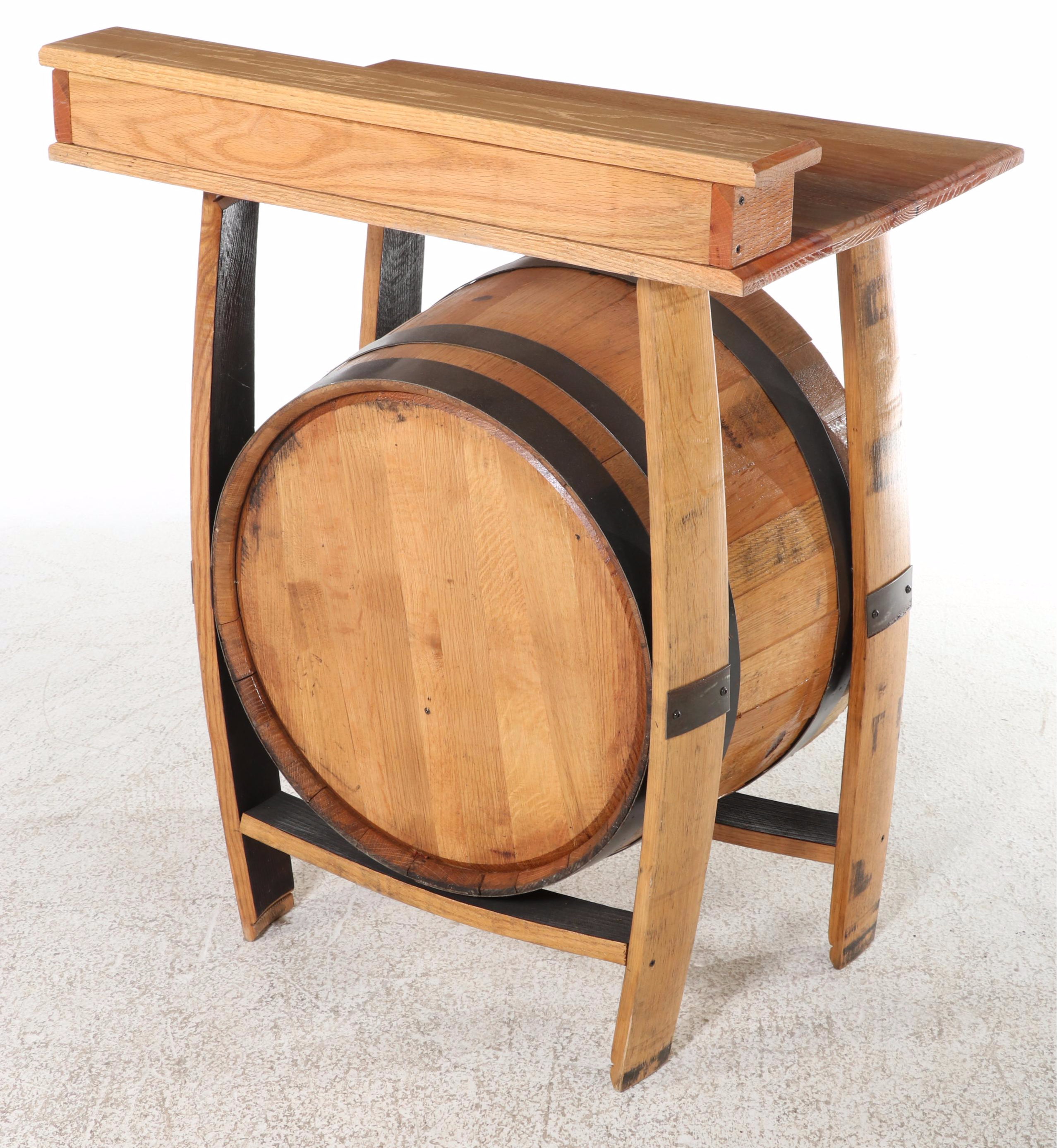 The Barrel Market Amish Made Charred White Oak Bourbon Barrel Bar with Counter