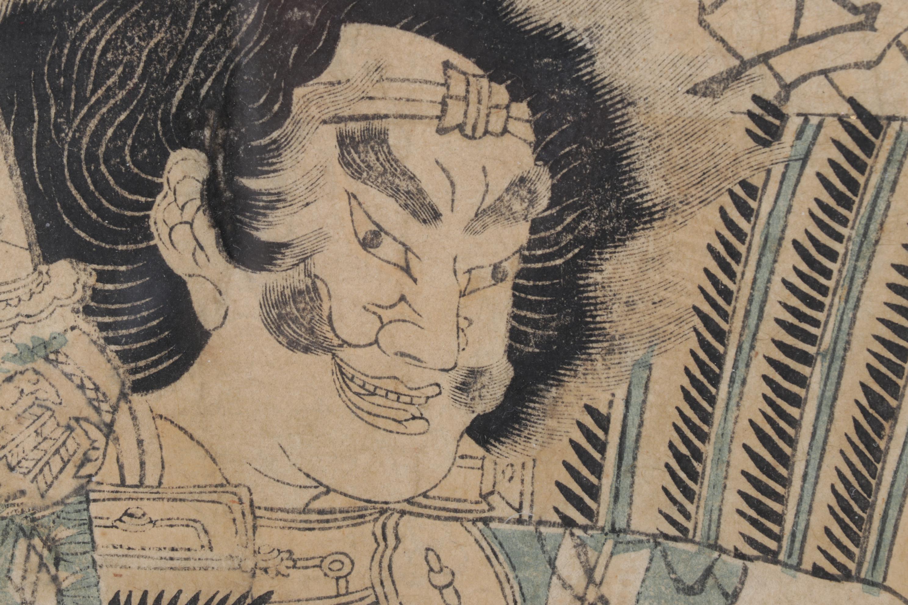 Japanese Woodblock Print of Samurai Kajiwara Genta in Style of Utagawa Kunisada