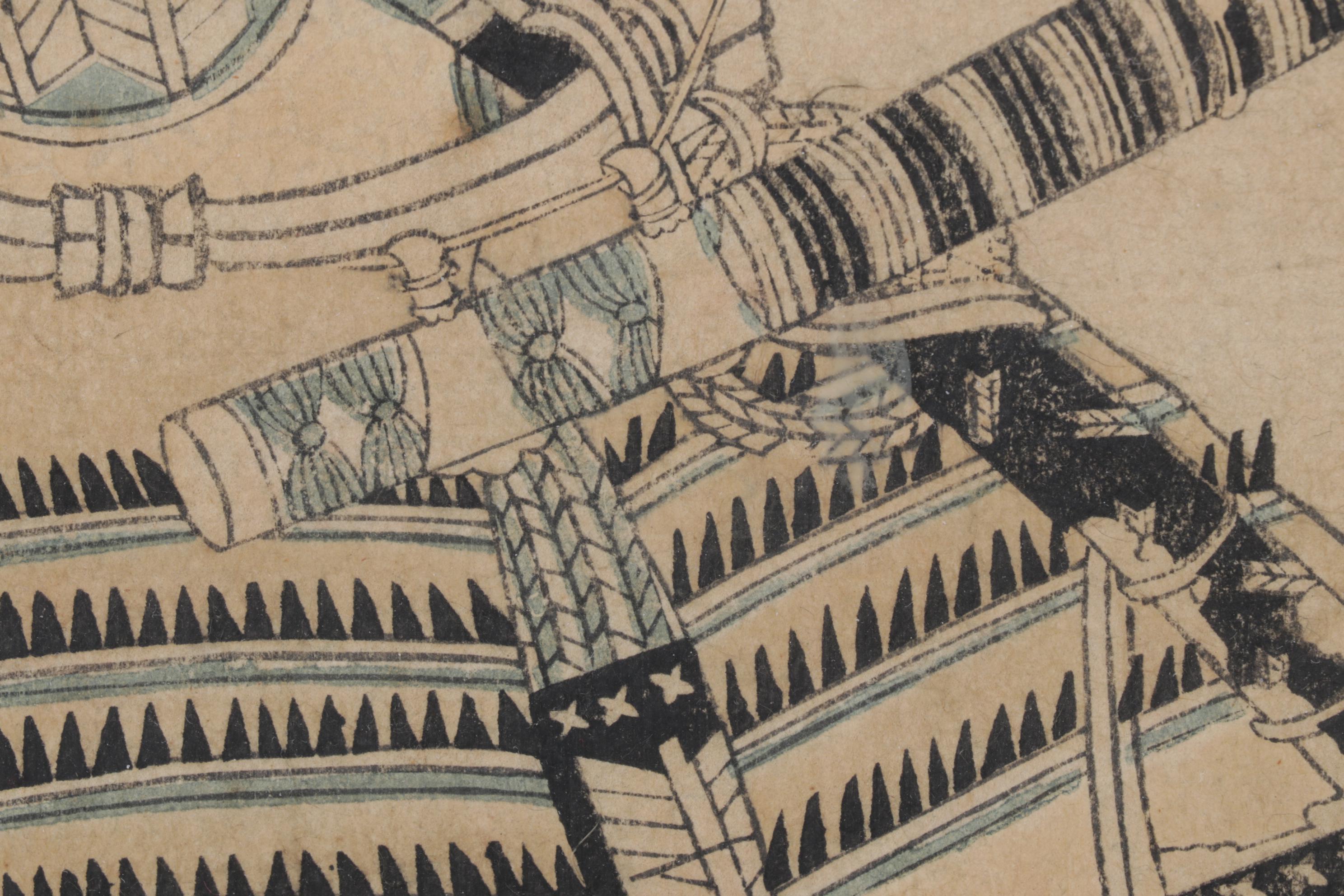 Japanese Woodblock Print of Samurai Kajiwara Genta in Style of Utagawa Kunisada