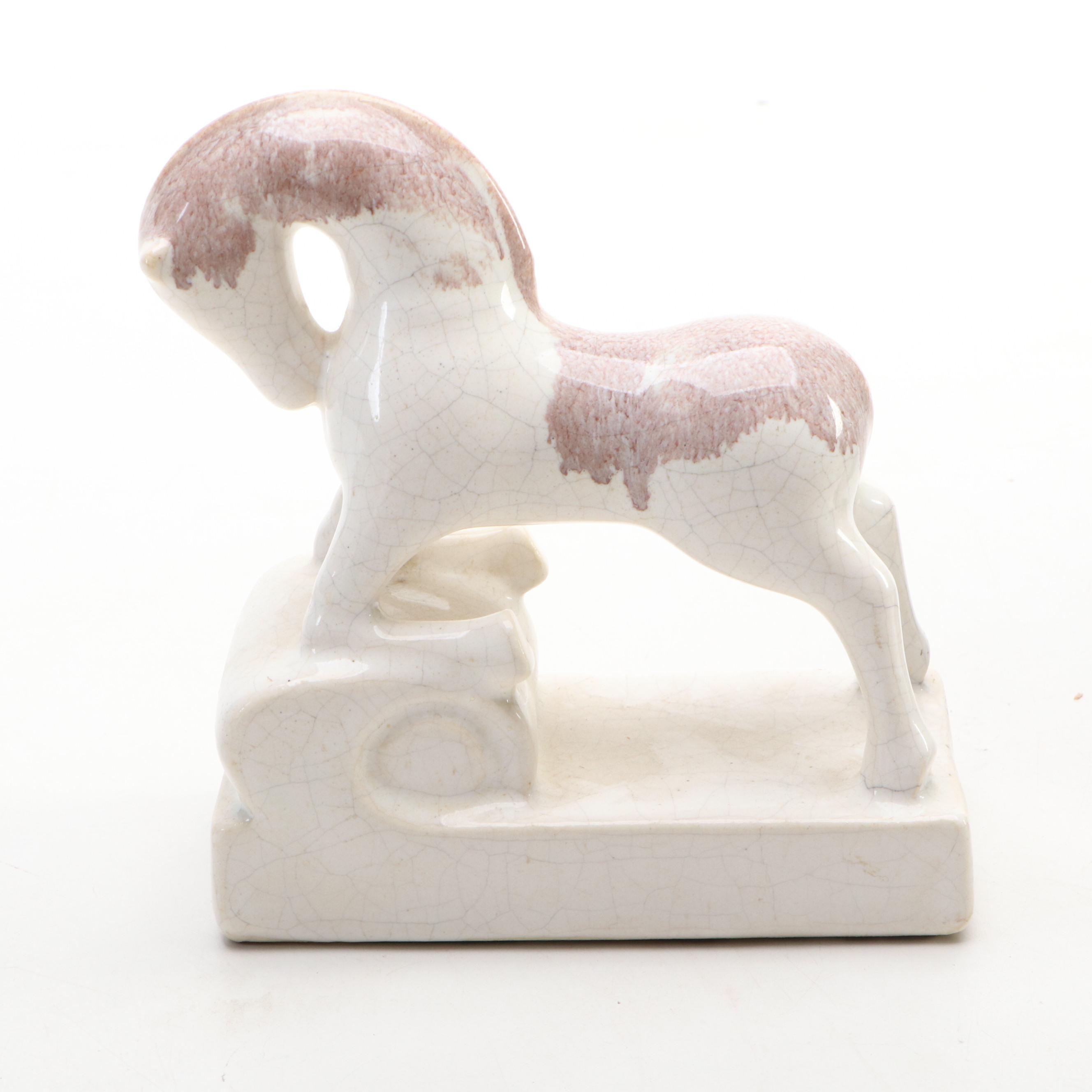 Mid Century Modern Style Glossy Black Ceramic Panther Planter with Other Décor