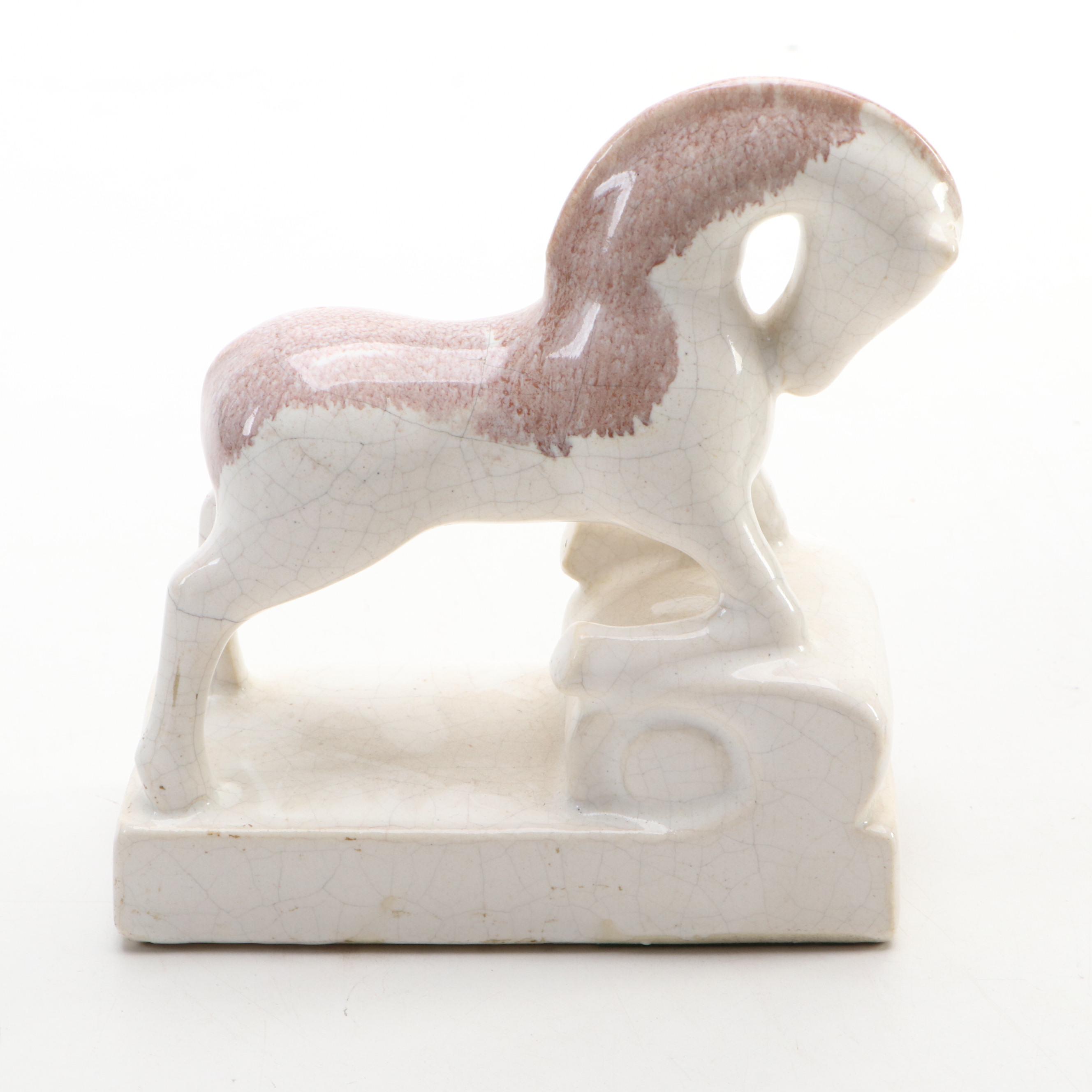 Mid Century Modern Style Glossy Black Ceramic Panther Planter with Other Décor