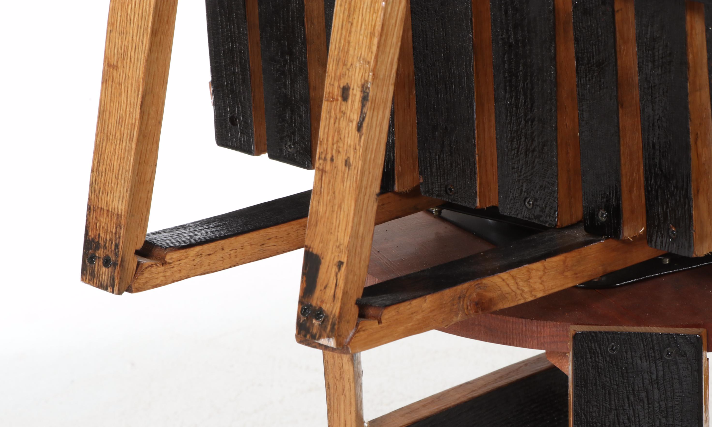 Pair of Amish Made Charred White Oak Bourbon Barrel Stave Swivel Stools