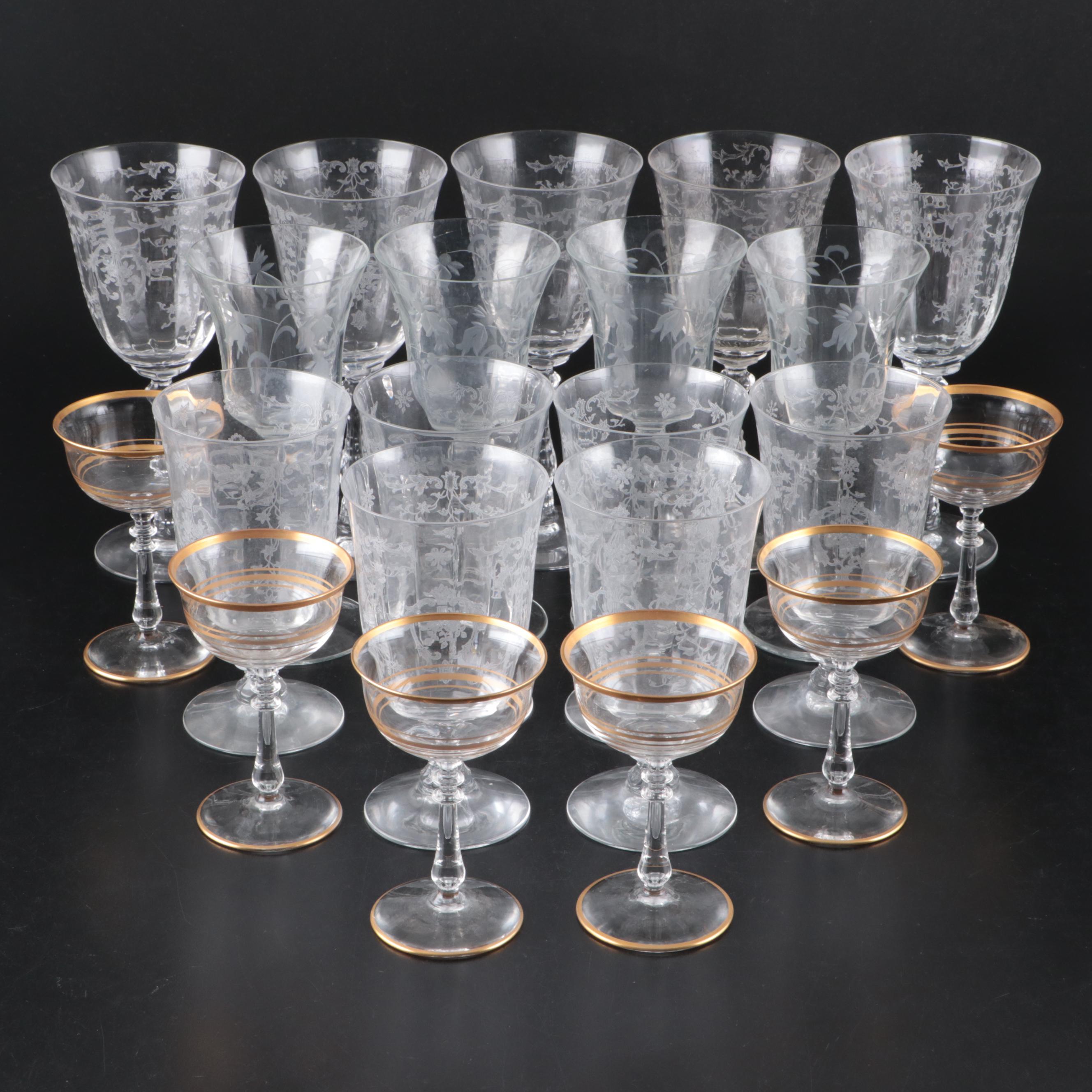 Colony "Lily of the Valley" Wine Glasses with Lenox "Navarre" and Other Stemware