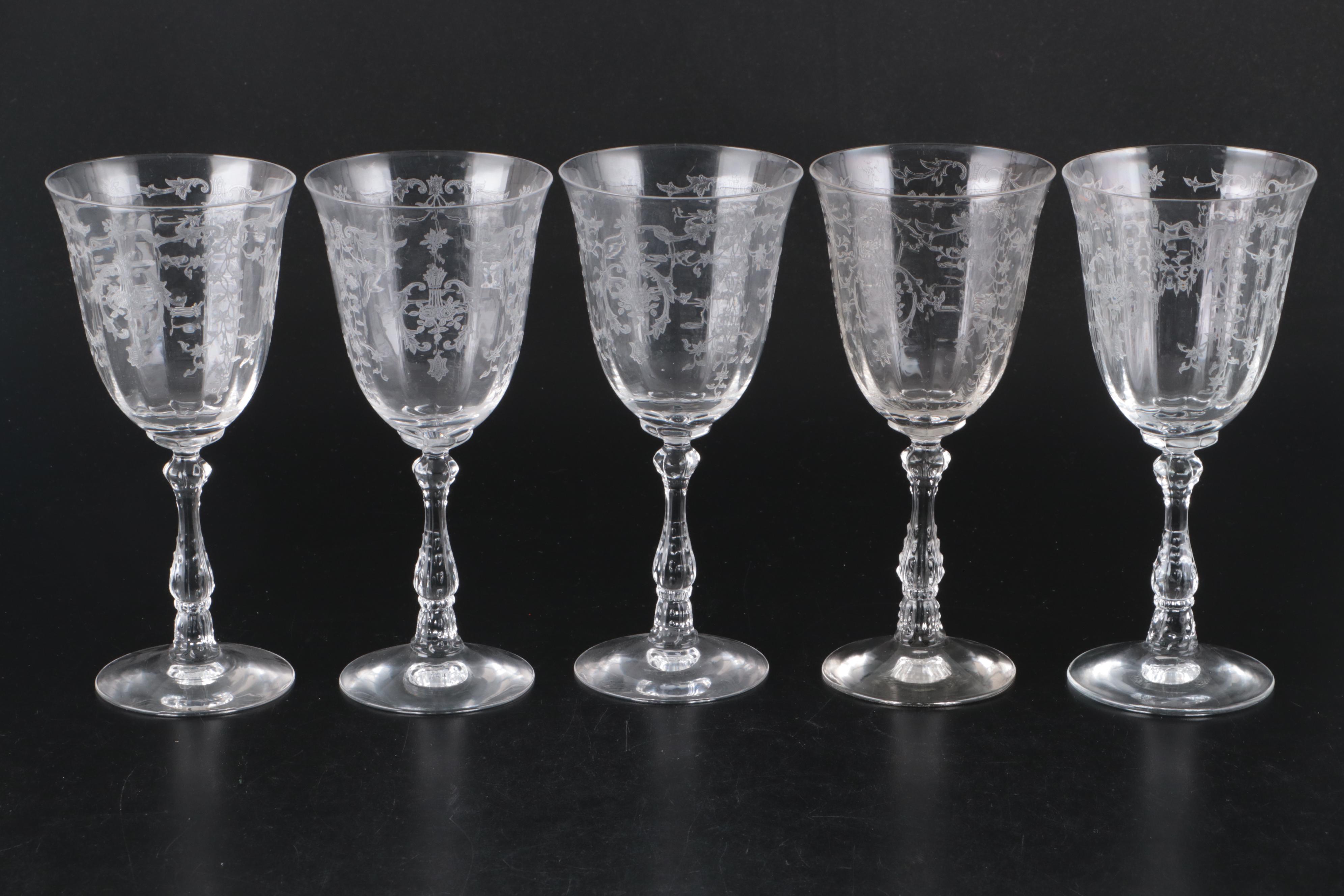 Colony "Lily of the Valley" Wine Glasses with Lenox "Navarre" and Other Stemware