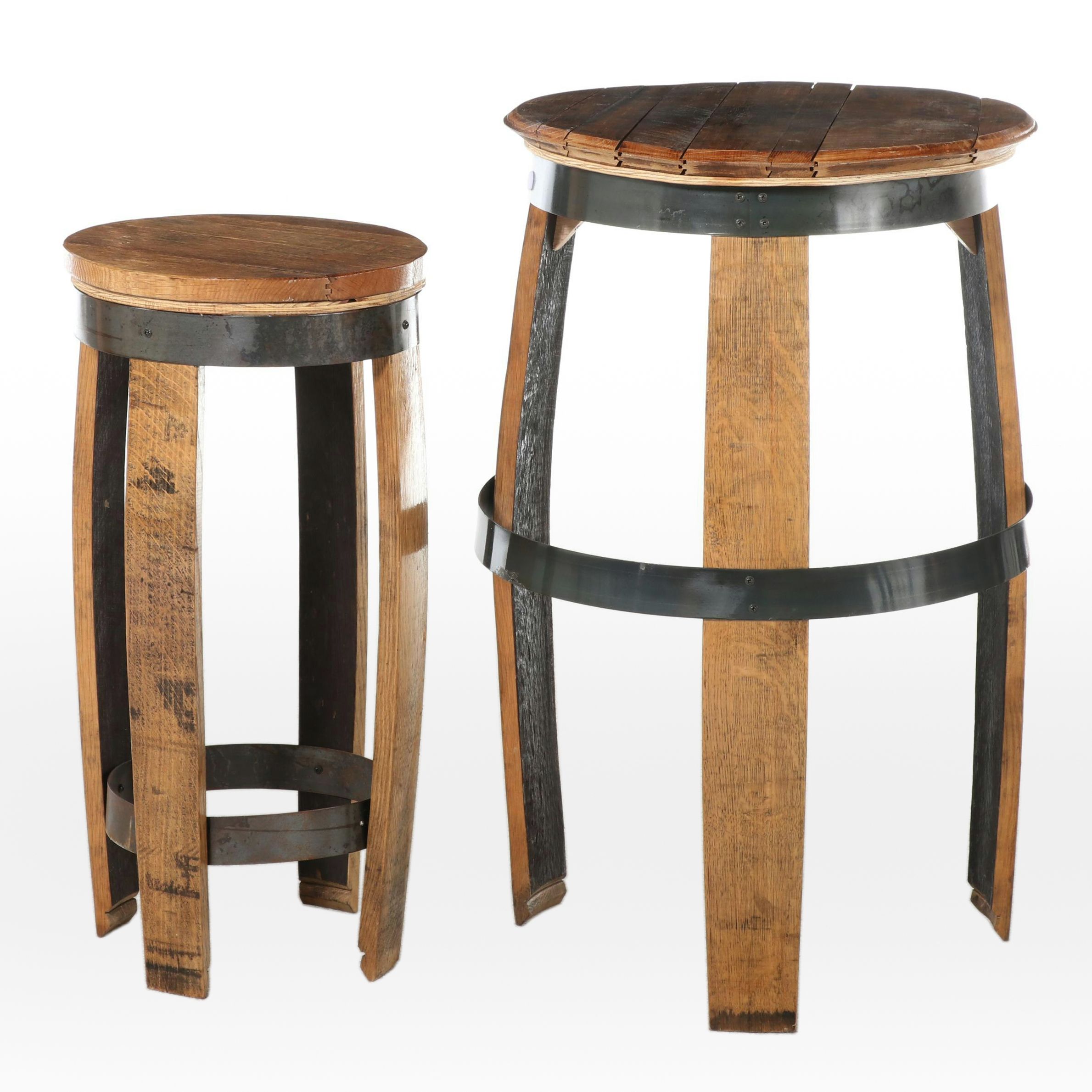 The Barrel Market Charred White Oak Bourbon Barrel Stave Nesting Tables