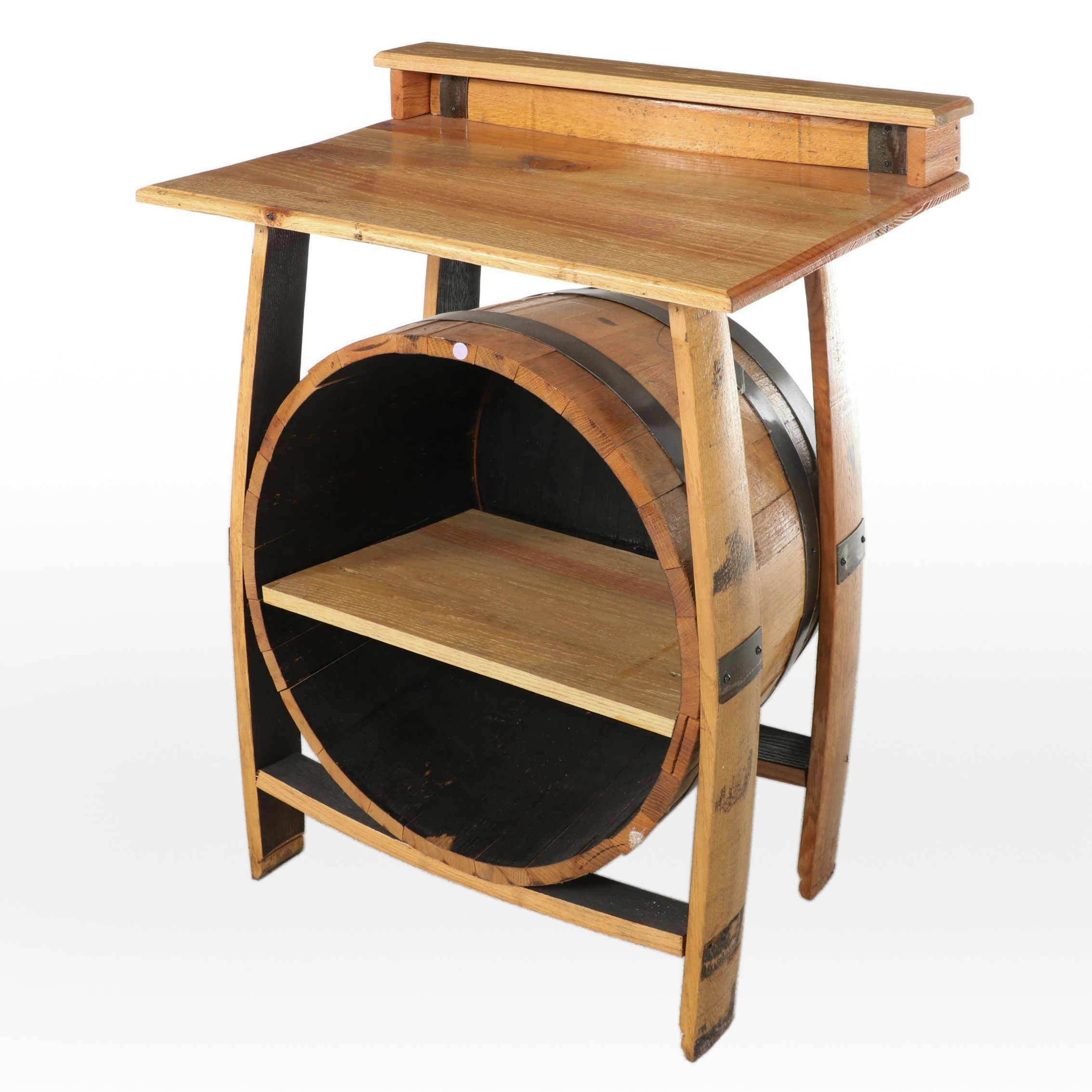 The Barrel Market Amish Made Charred White Oak Bourbon Barrel Bar with Counter