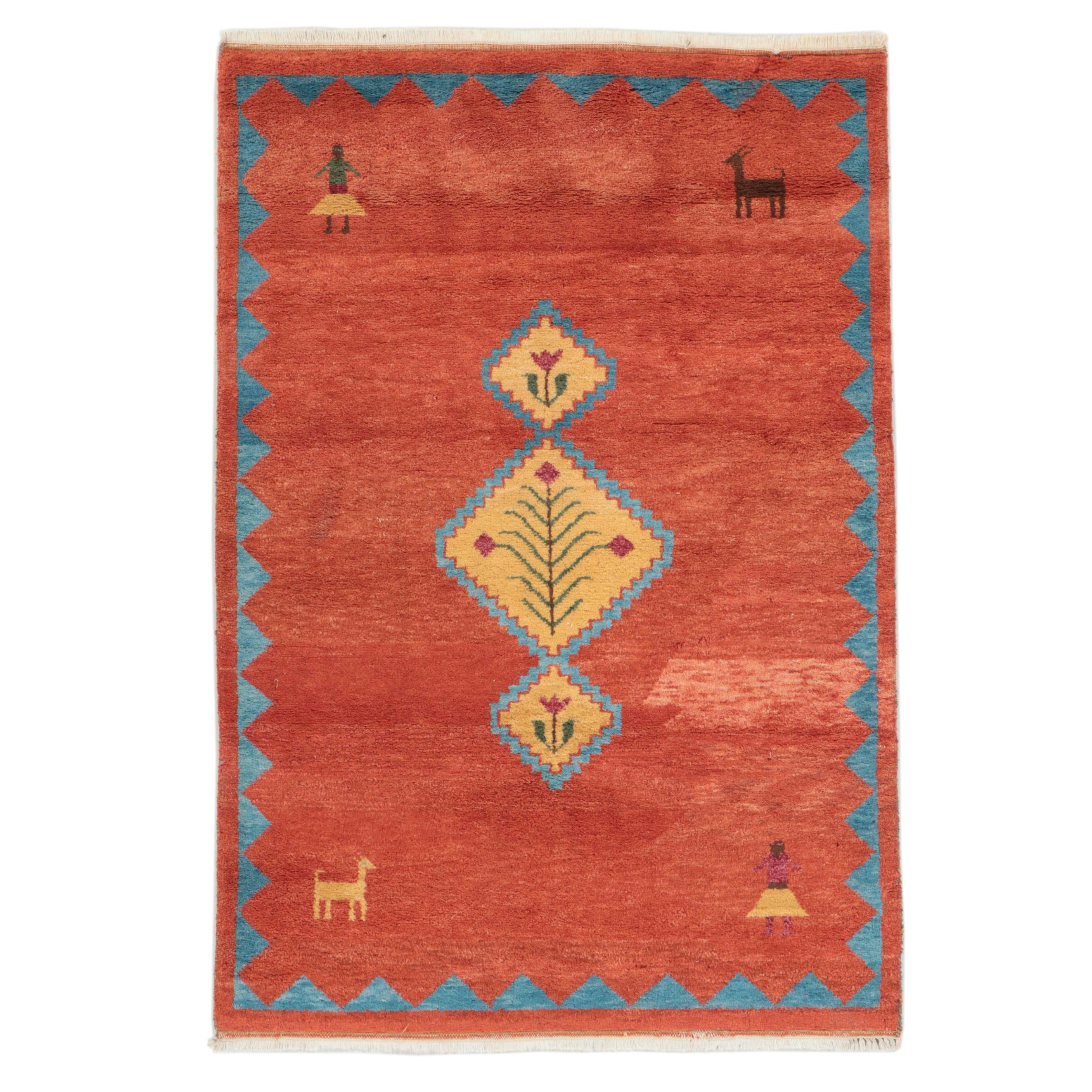 4'6 x 6'9 Hand-Knotted Persian Gabbeh Area Rug